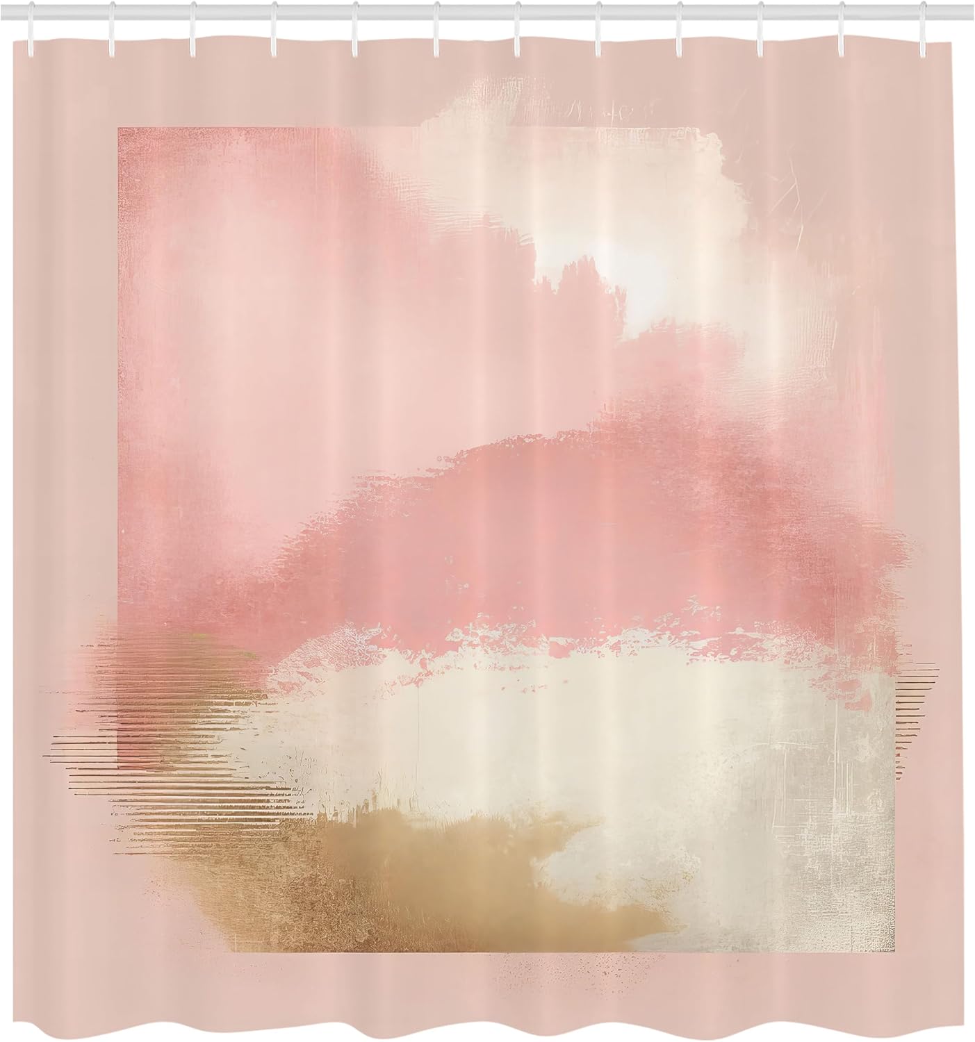 Ambesonne Pink Shower Curtain, Contemporary Artwork Design Cloudy Look Brush Strokes Abstract Interpretation, Cloth Fabric Bathroom Decor Set with Hooks, 69" W x 75" L, Blush Eggshell Fawn