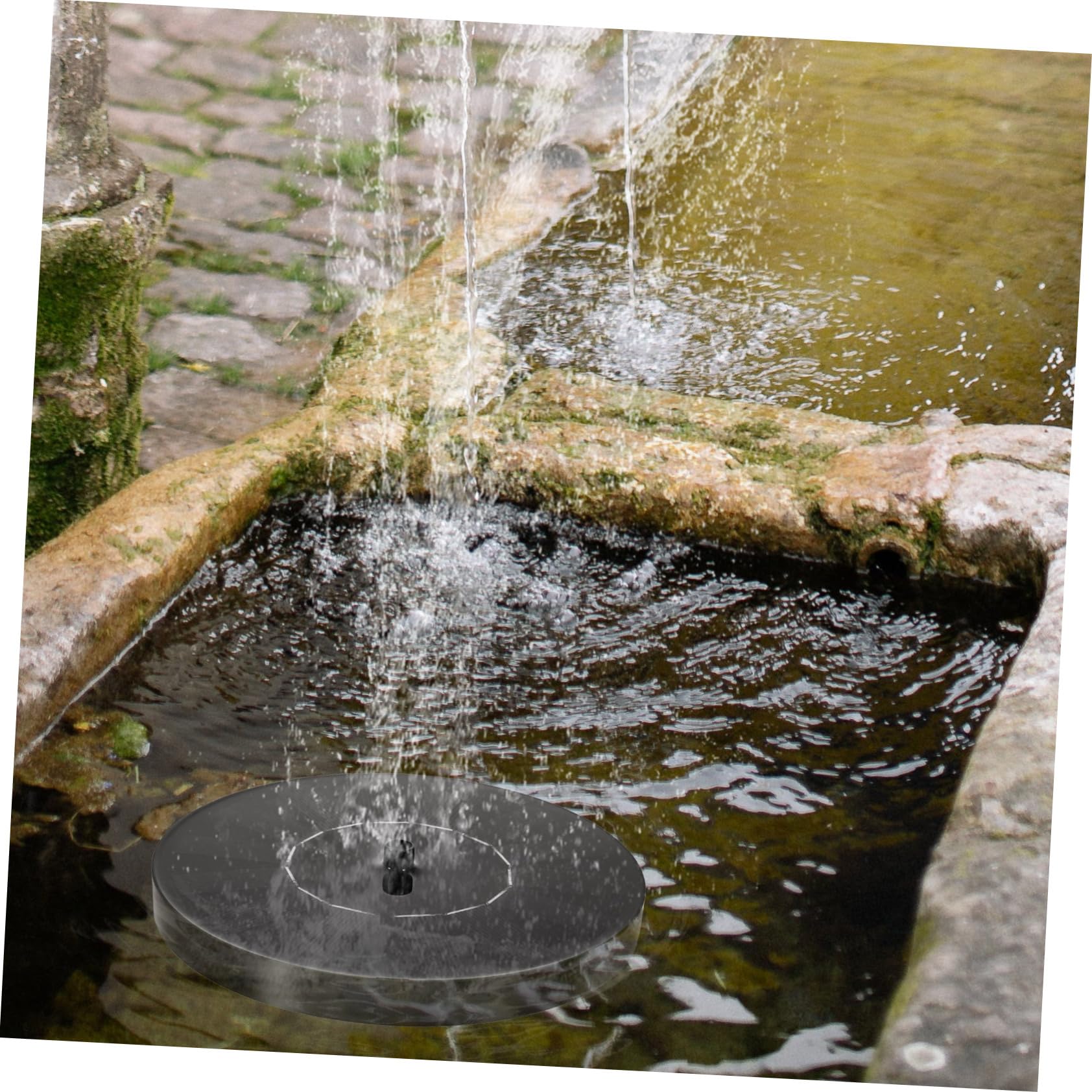 ibasenice Solarbrunnenpumpe mit Solarpanel Wasserfontäne Schwimmend für Vogelbad und Garten Einfache Installation 150L/H 45cm Wasserhöhe