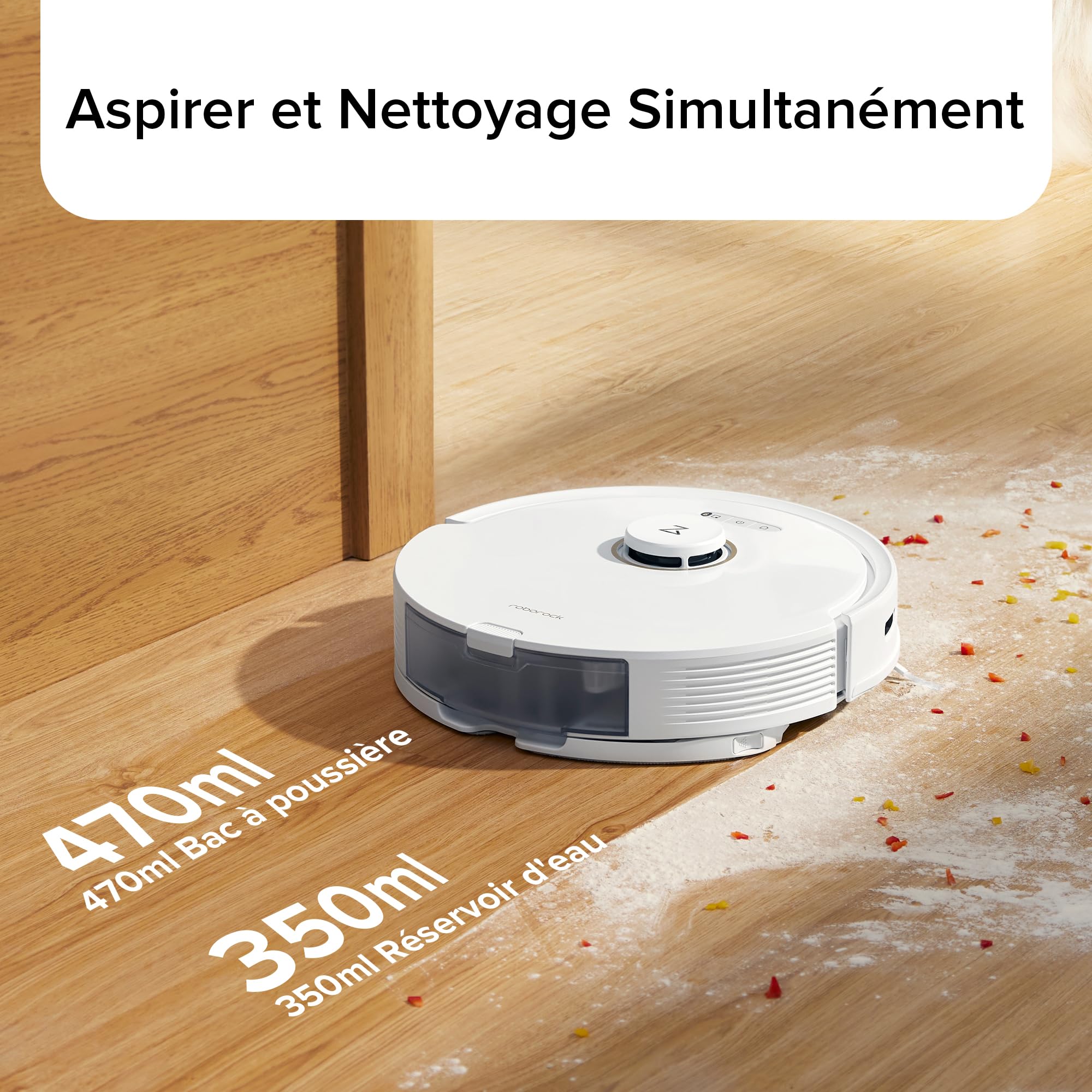 roborock Q8 Max Saugroboter mit DuoRoller-Bürste, 5500Pa Saugkraft, 470mL Staubbehälter, 350mL Wassertank, Staubsauger Wischroboter PreciSense-LiDAR-Navigation (Generalüberholt) (Weiß)
