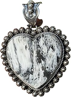 Navajo Sterling Silver White Buffalo Turquoise Heart Pendant H Happy Piasso