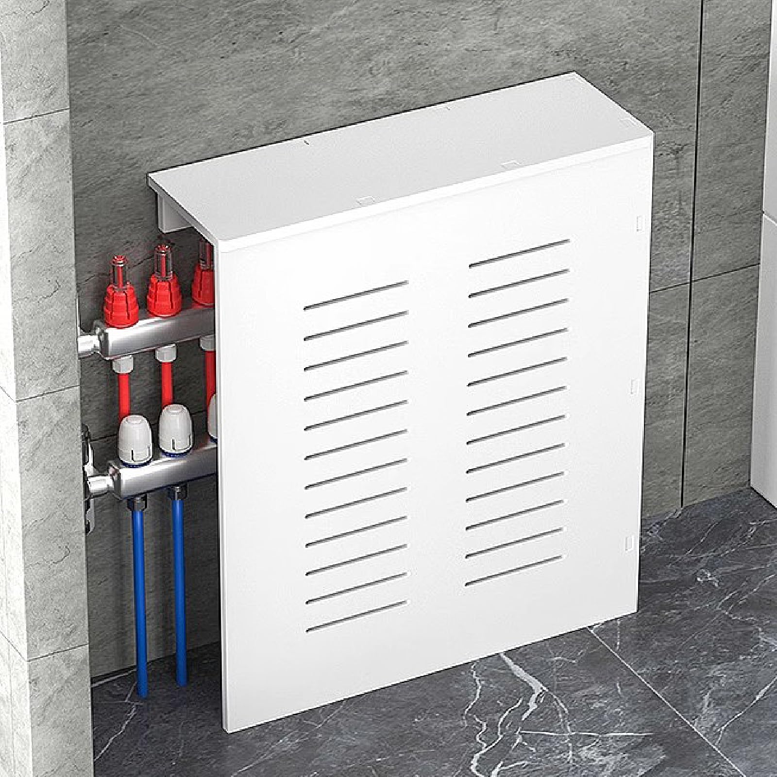 Cubre Radiadores Blanco Cubiertas de Radiador de Tres Lados para el Hogar Estante para Mueble de Baño, Mueble de Suelo para Sala de Estar y Pasillo(40x60x15cm/15.8x23.6x5.9in)