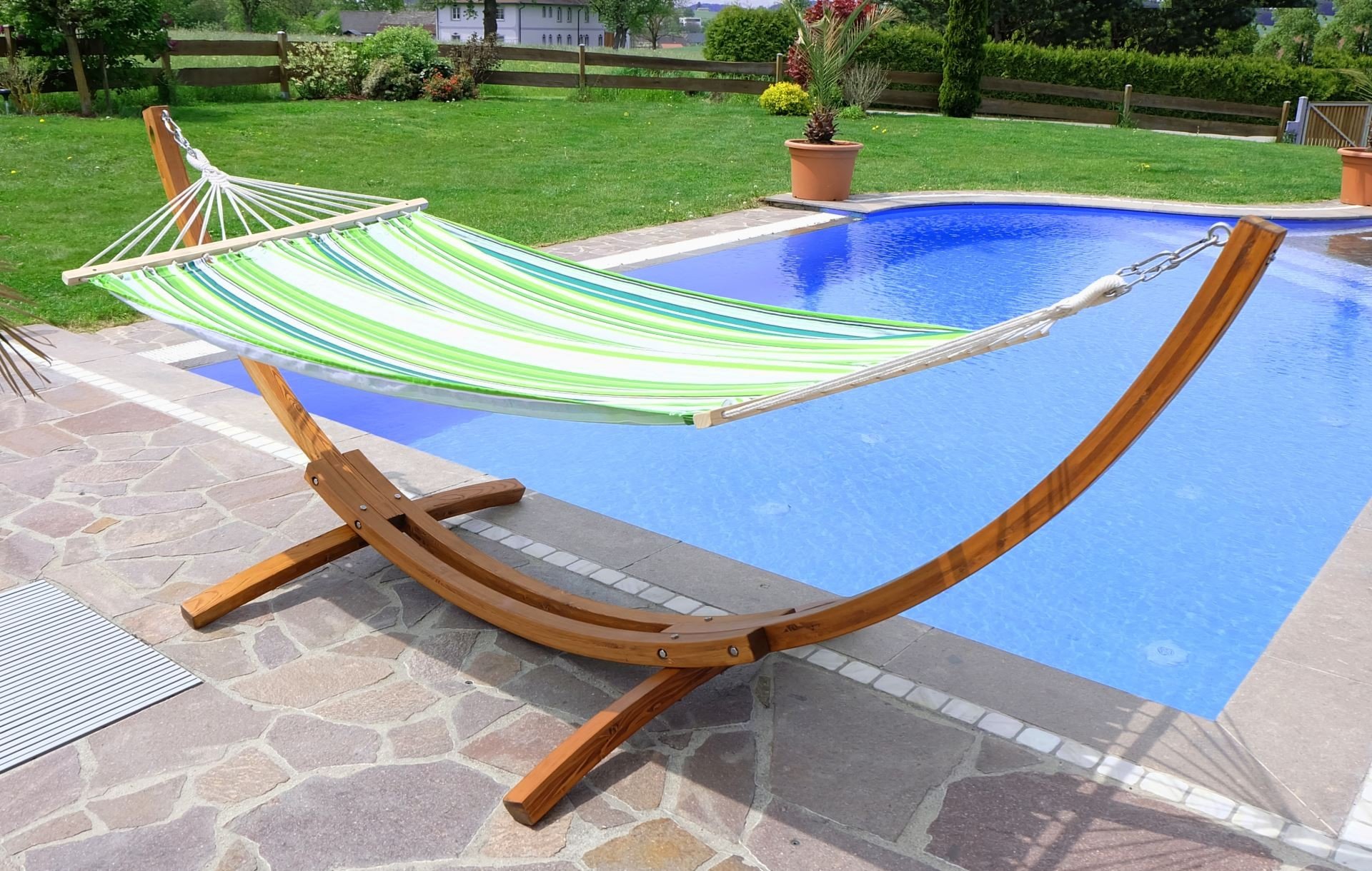 Cadre Hamac 320cm XL Deluxe Larch Avec Hamac ARADOS - Mélèze Naturel