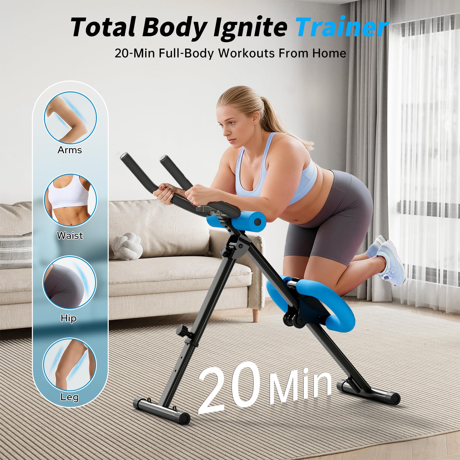 AB Machine Bauchmuskel-Trainingsgerät, verstellbare Bauchmuskeltrainer-Maschine für Bauchmuskeltraining zu Hause, Fitnessstudio, faltbar, Knieschutz
