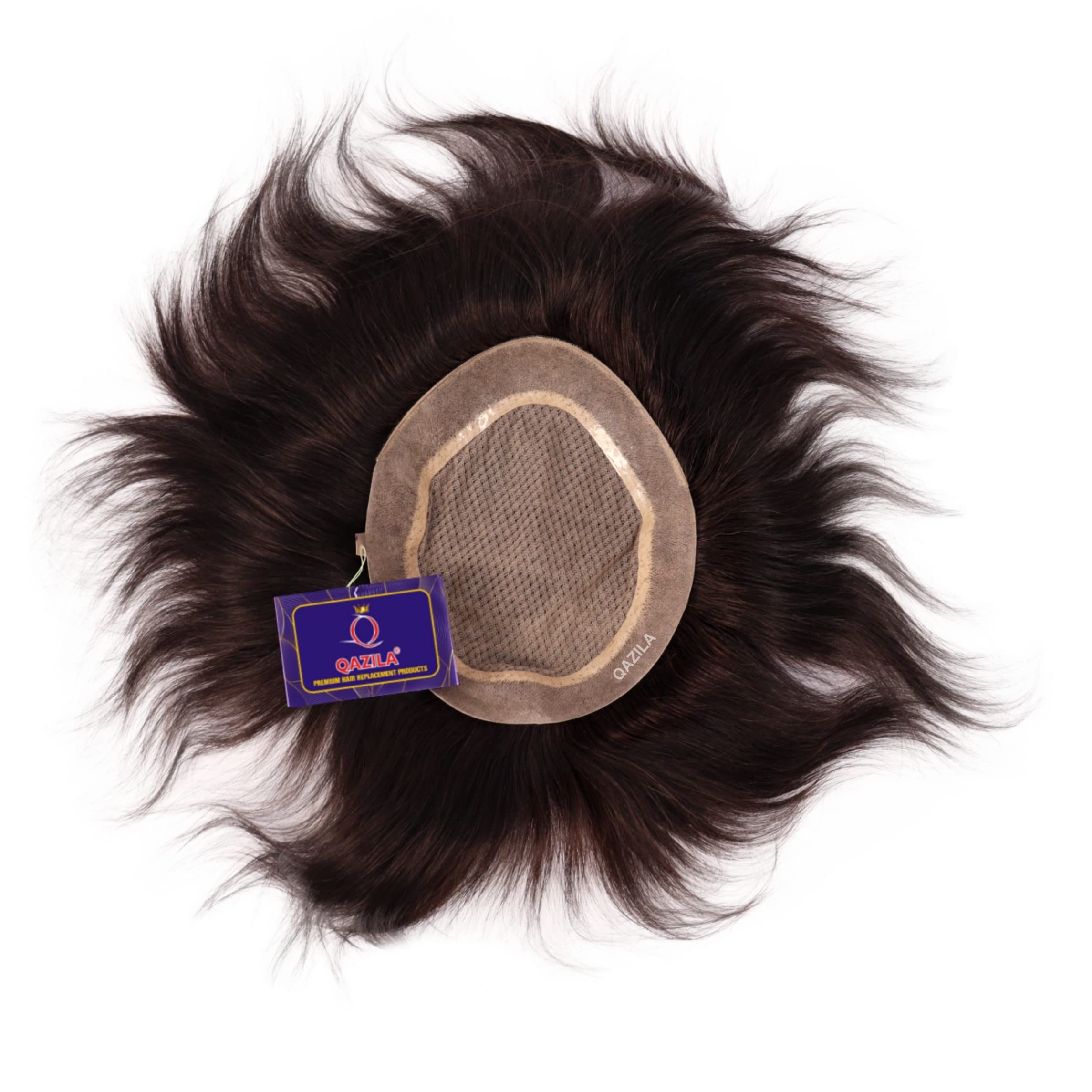 Qazila Mirage Hair Patch For Men|Hair Wig for men| Skin Base| 100% natural human hair|2-layer Net|Natural Looking Crown & Partition| Premium Hair Patch For Men (9x6)