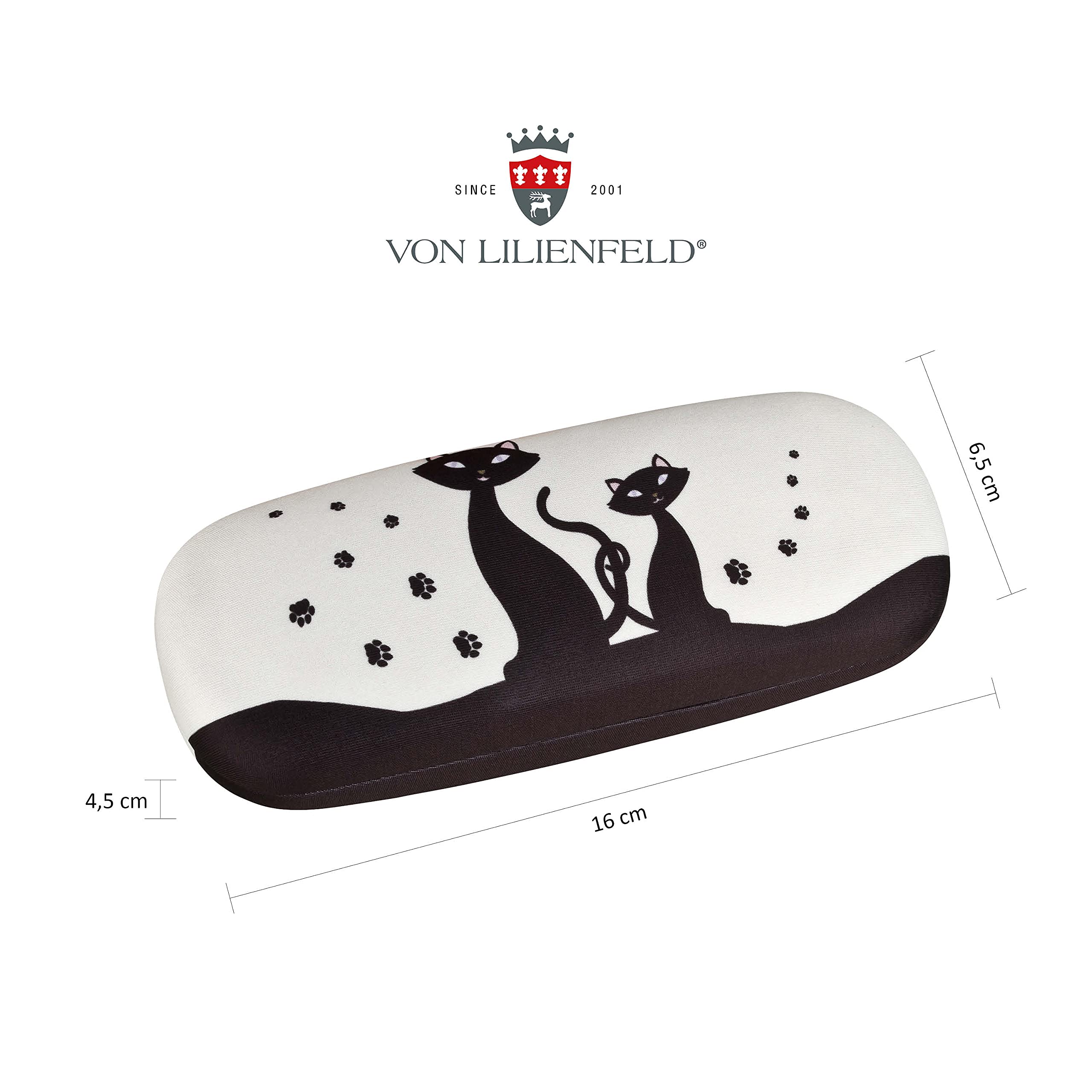 VON LILIENFELD Étui à lunettes, étui à lunettes, chiffon de nettoyage en microfibre, étui rigide solide recouvert de tissu