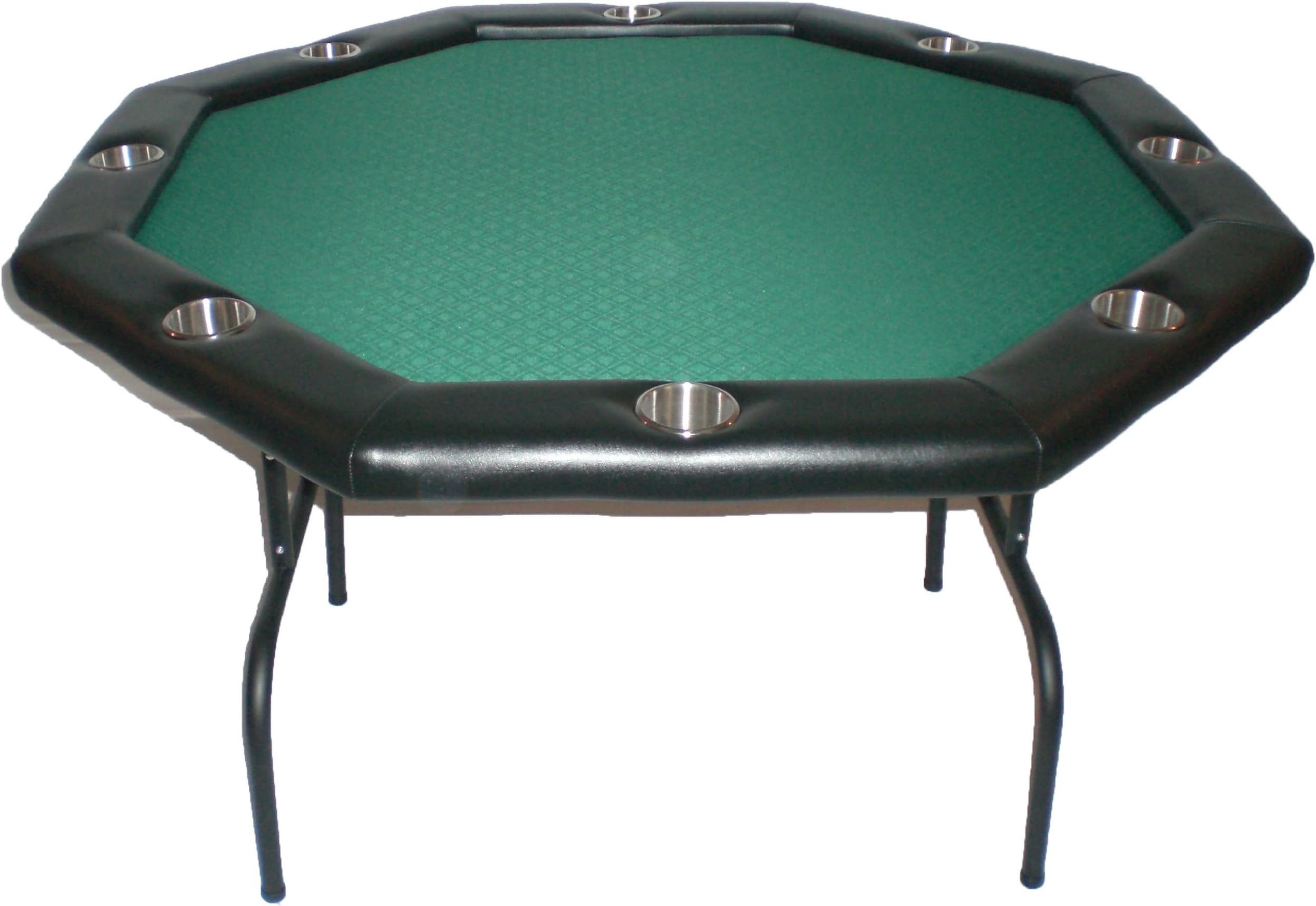 Texas Holdem Poker Table w/ Stainless Cup Holders, Suited Speed Cloth, with Folding Table Legs 48"x48"x30"high - Forest Green