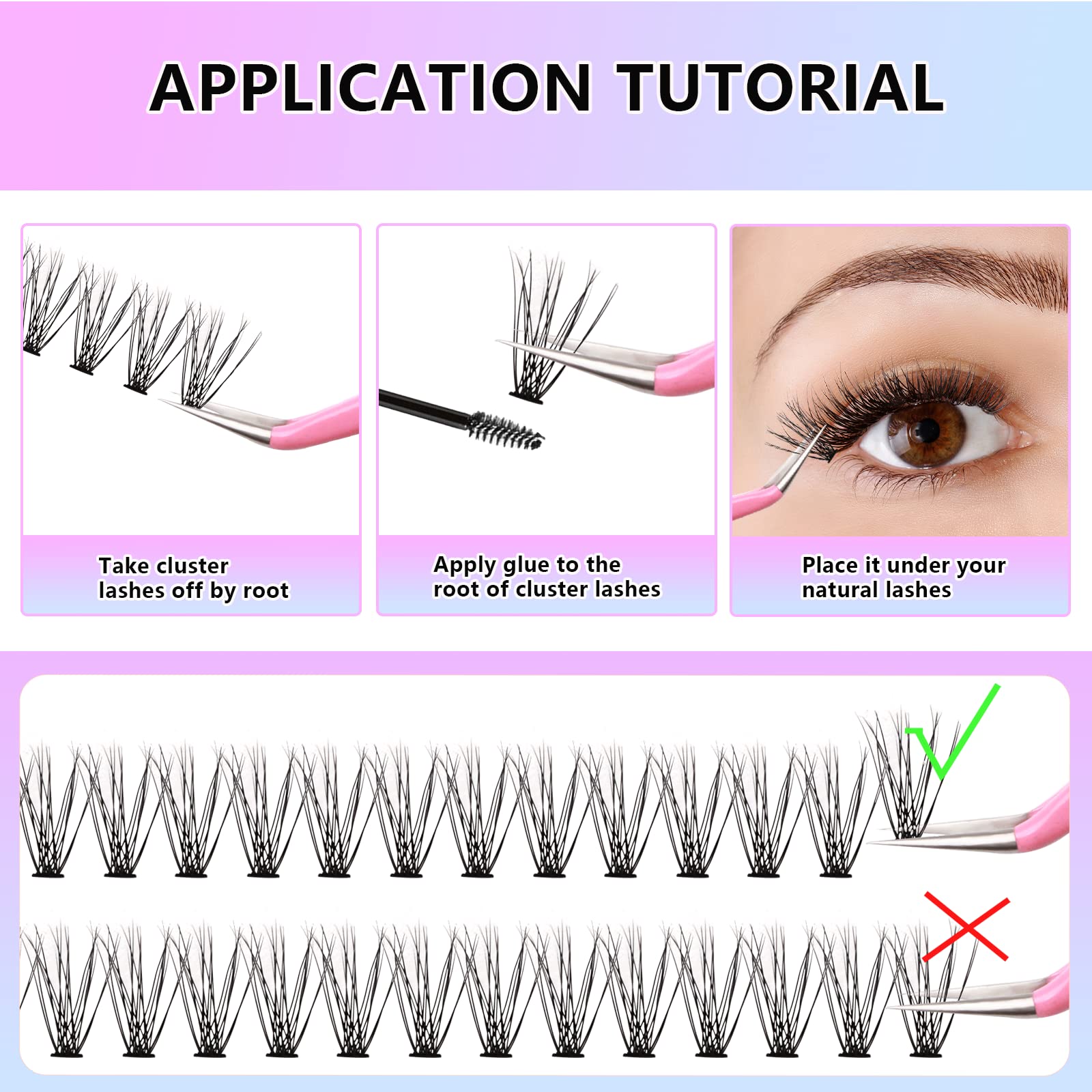 Indywidualne sztuczne rzęsy 240 sztuk, D Curl Mieszane 9-14 mm Ciffetti Natural DIY Indywidualne Klaster Objętość (20D Cluater Lash)