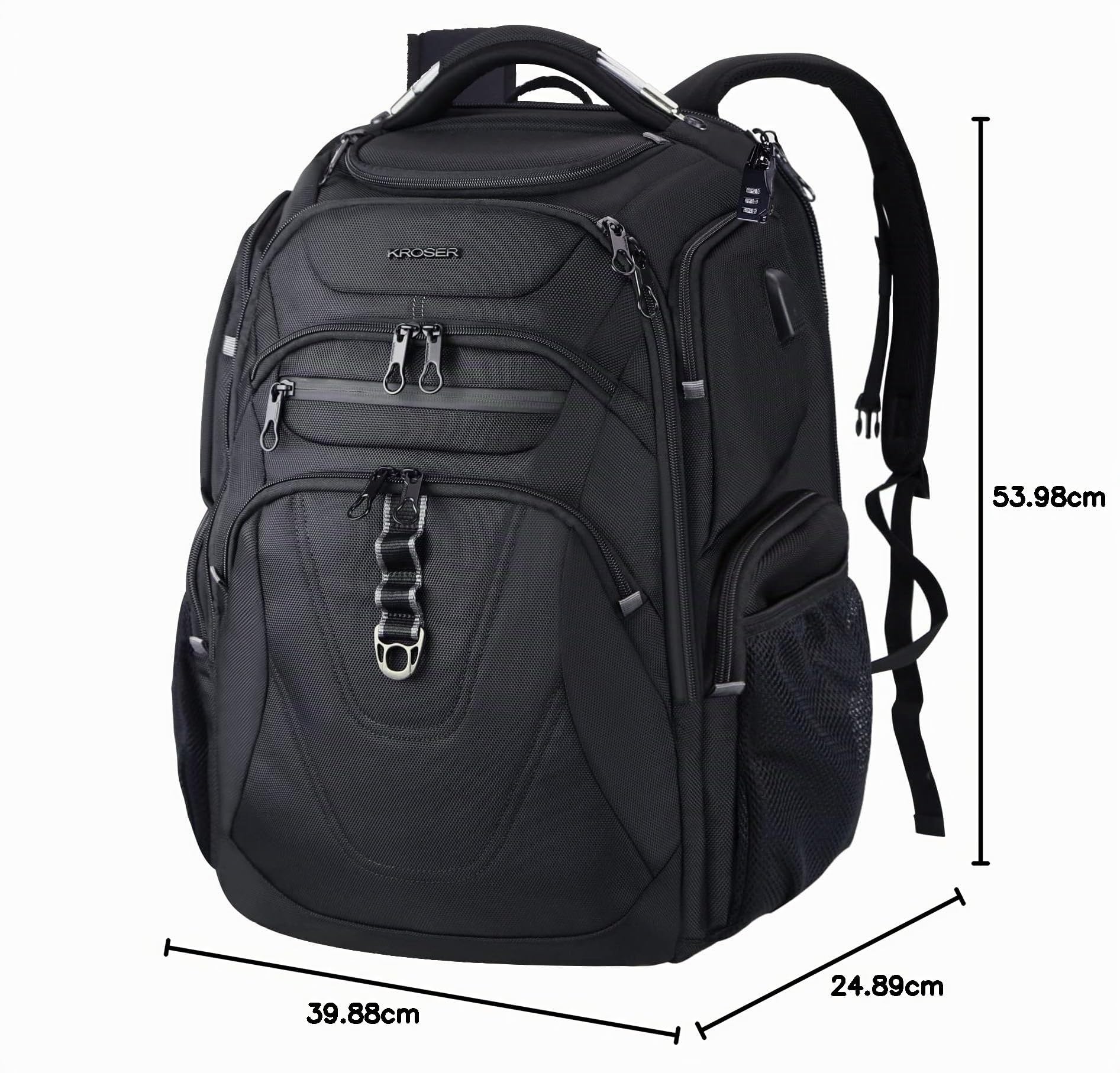 KROSER TSA Friendly - Zaino da viaggio per computer portatile, 17,3 pollici, Nero e grigio., 18.4 inch, Zaini Daypack
