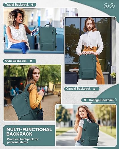 Vista 7 de VECAVE Mochila de viaje para laptop, mochila aprobada para vuelos,Mochila deportiva para universidad casual, E-peacockblue, Mochila para laptop