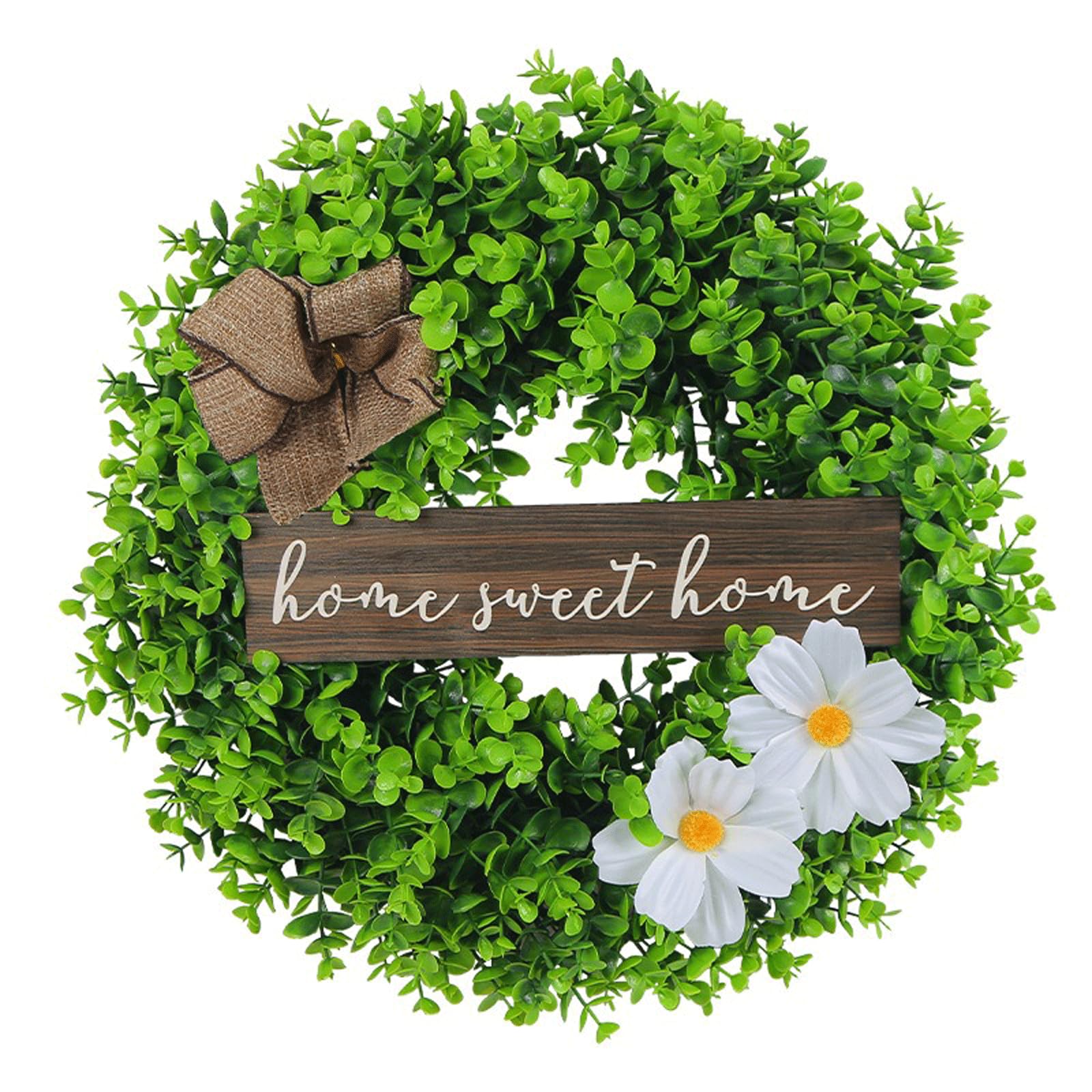Ghirlanda di benvenuto per porta d'ingresso a molla per porta d'ingresso ghirlande a molla 45,7 x 45,7 cm Decorazione esterna per ghirlande per porte primaverili ed estive per ghirlanda primaverile