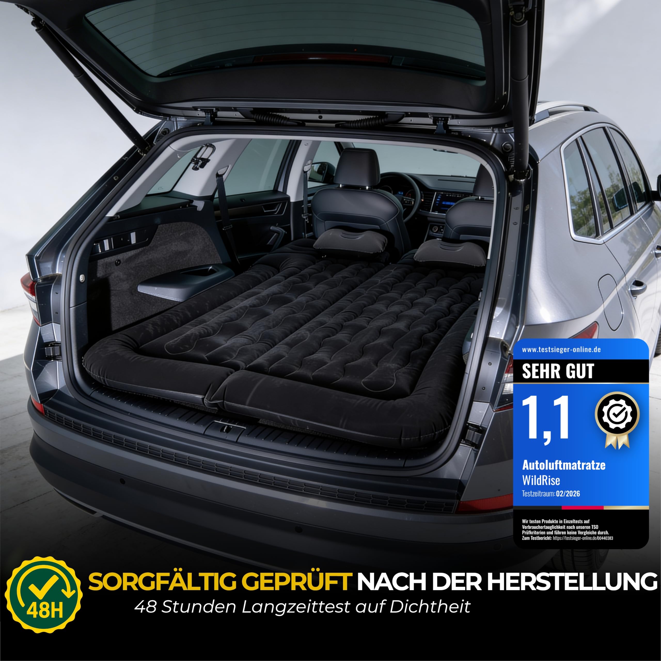 Auto Matratze & Autobett – Luftmatratze Auto für Kofferraum & Rückbank – Luftbett fürs Auto – Bequem im Auto schlafen – Auto Luftmatratze für Kombi, SUV & Limousine, elektrisch aufblasbar