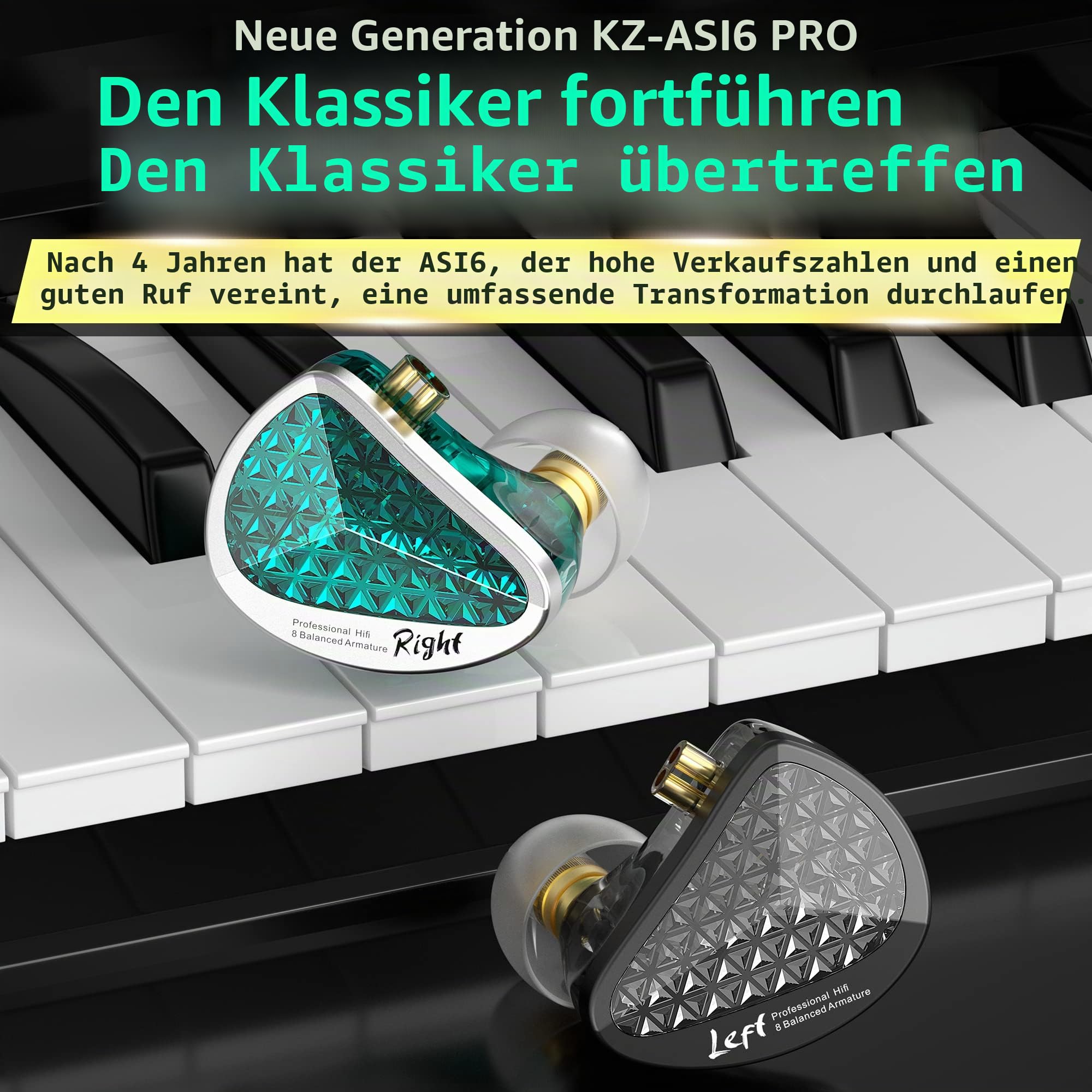 keephifi KZ AS16 PRO In Ear Monitor Ohrhörer,8BA HiFi IEMS Verkabelte Kopfhörer,PCB Elektronische Frequenzteilung,DREI Kanal Konduktorkonstruktion,20-40kHz Kopfhörer für professionelle Musiker,Gaming