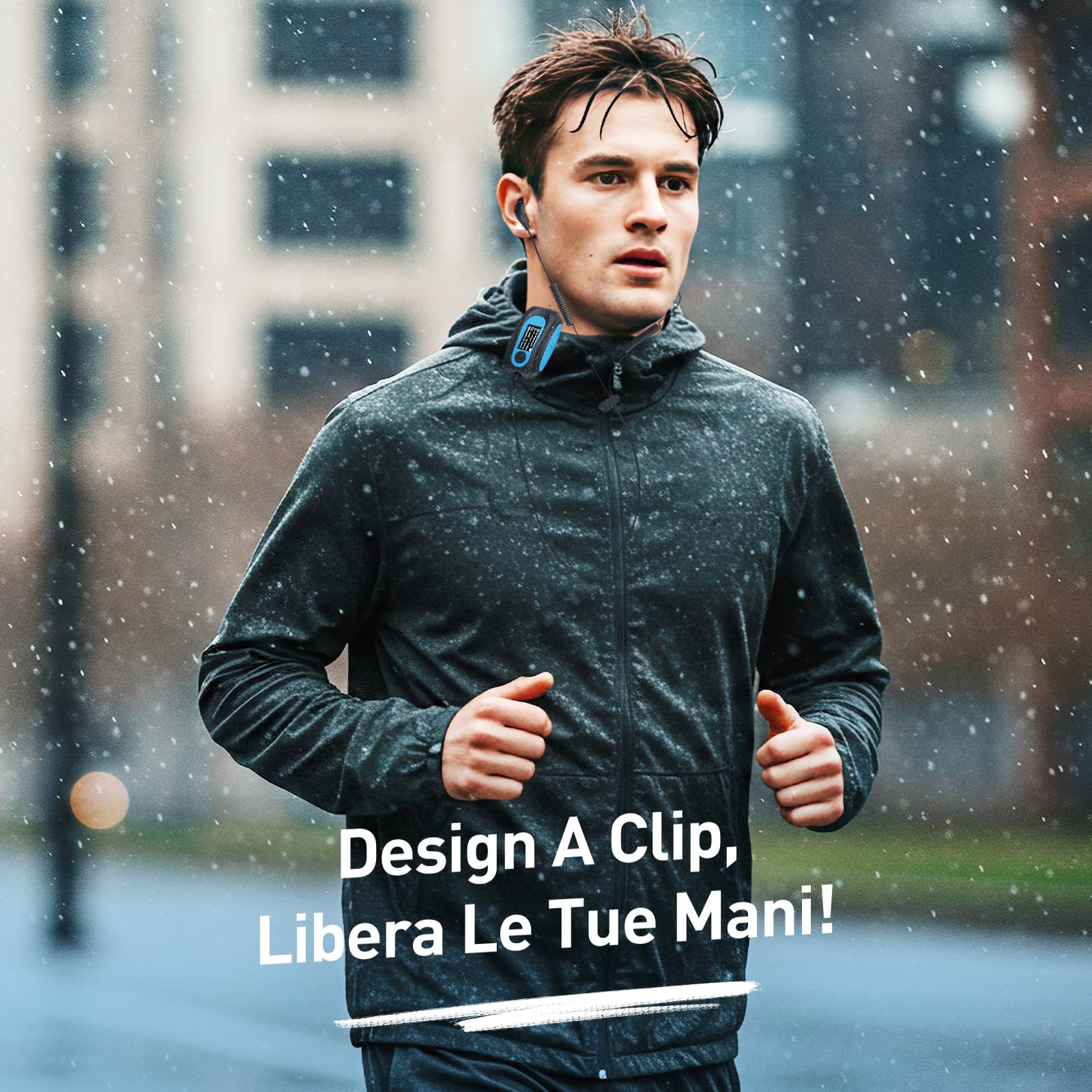AGPTEK Lettore MP3 Impermeabile Subacqueo IPX8 con Clip Lettore Musicale da 8GB Nuoto MP3 con Auricolare,Cavo Audio e 3 paia di Tappi per le Orecchie,Supporta Radio FM,per Sport in Esecuzione Surf