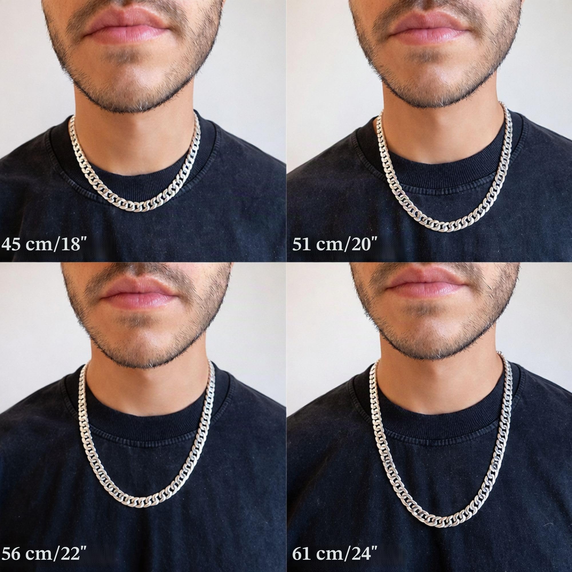 QUADRI - Collar Hombre Plata 925 - Cadena Cubana - Made in Italy | Largo 46-66 cm - Idea de Regalo para Cumpleaños, Aniversario, San Valentín