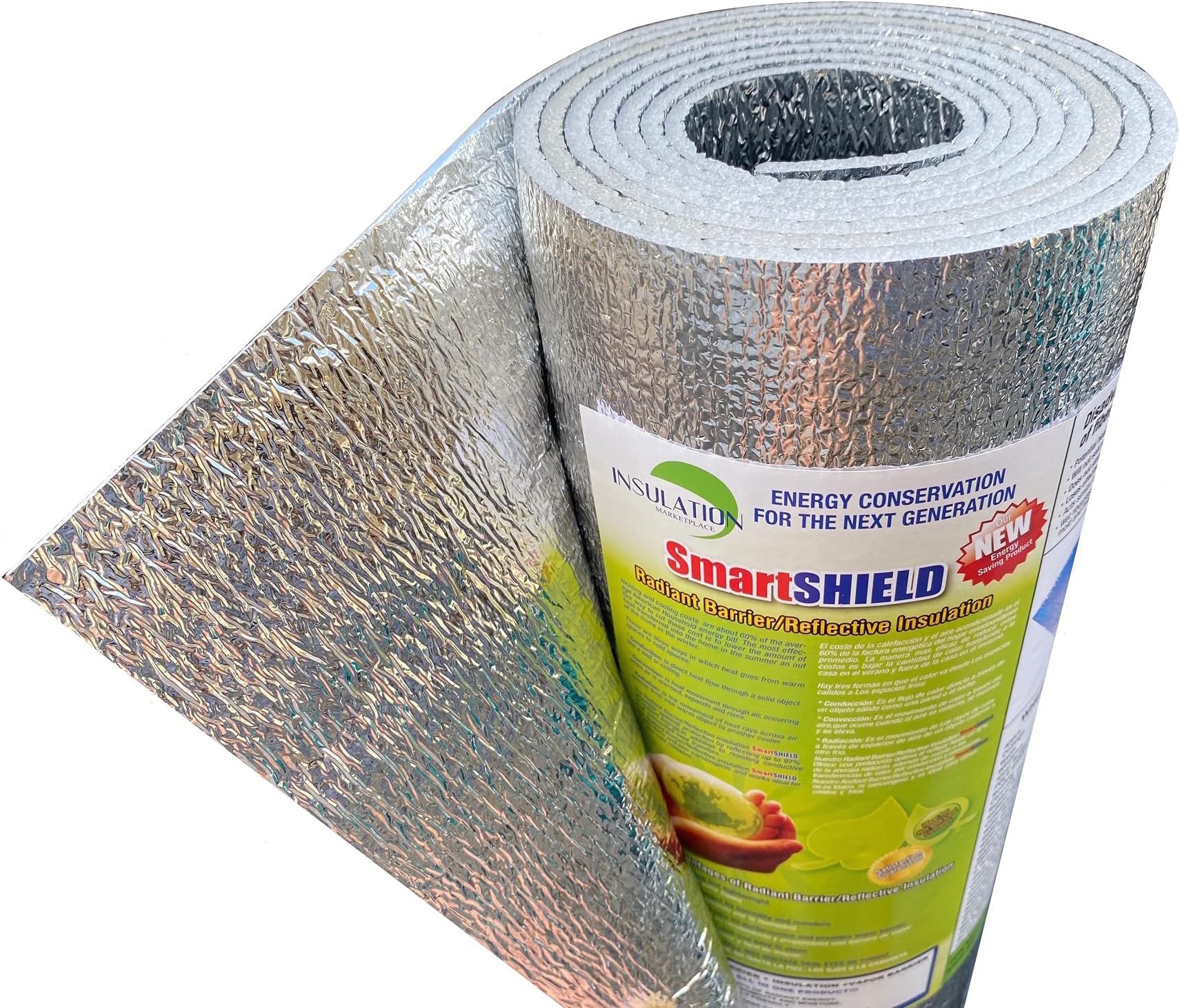 SmartSHIELD -3mm 24inx50Ft ReflectiveINSULATION roll, Foam Core Radiant Barrier, ThermalINSULATION Shield - Engineered Foil