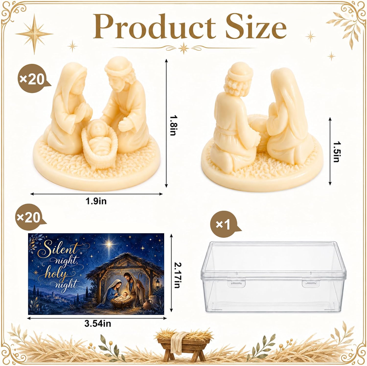 20Pcs Mini Christmas Nativity Figurines, Resin Small Nativity Statues Decor
