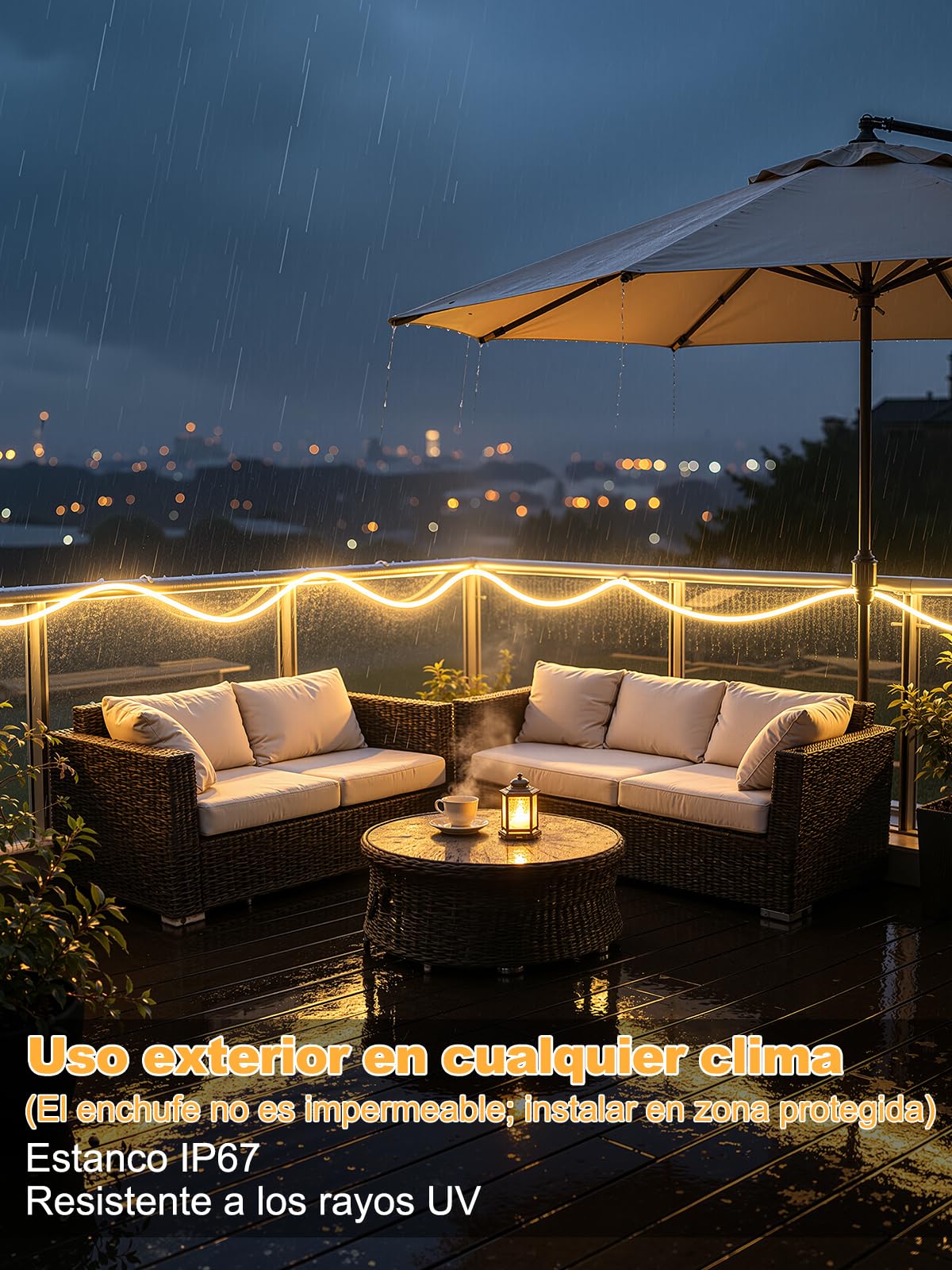 BRIMAX Tira LED Neón Silicona Flexible 10M 3000K | IP67, regulable, para interior y exterior, salón, dormitorio, terraza, jardín, balcón, fiestas