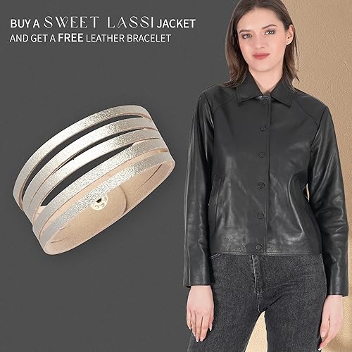 Miniatura 5 de Chaquetas de cuero para mujer - Chaqueta de cuero real, chaqueta de motociclista para mujer, chaquetas de motocicleta para mujer, chaqueta de moto