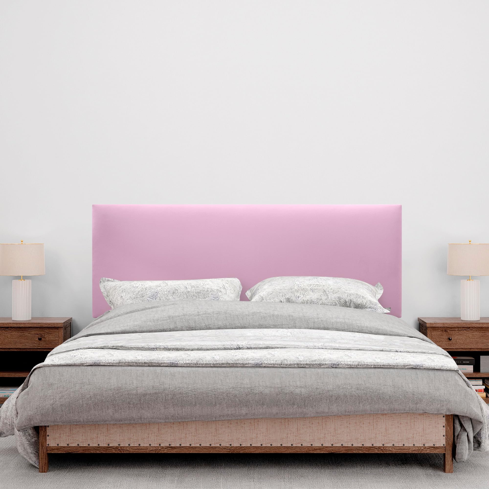 DHOME Testiera Imbottita In Similpelle Rosa 110 Cm Con Gambe In Legno - Per Letto 80/90/105 Cm - 4