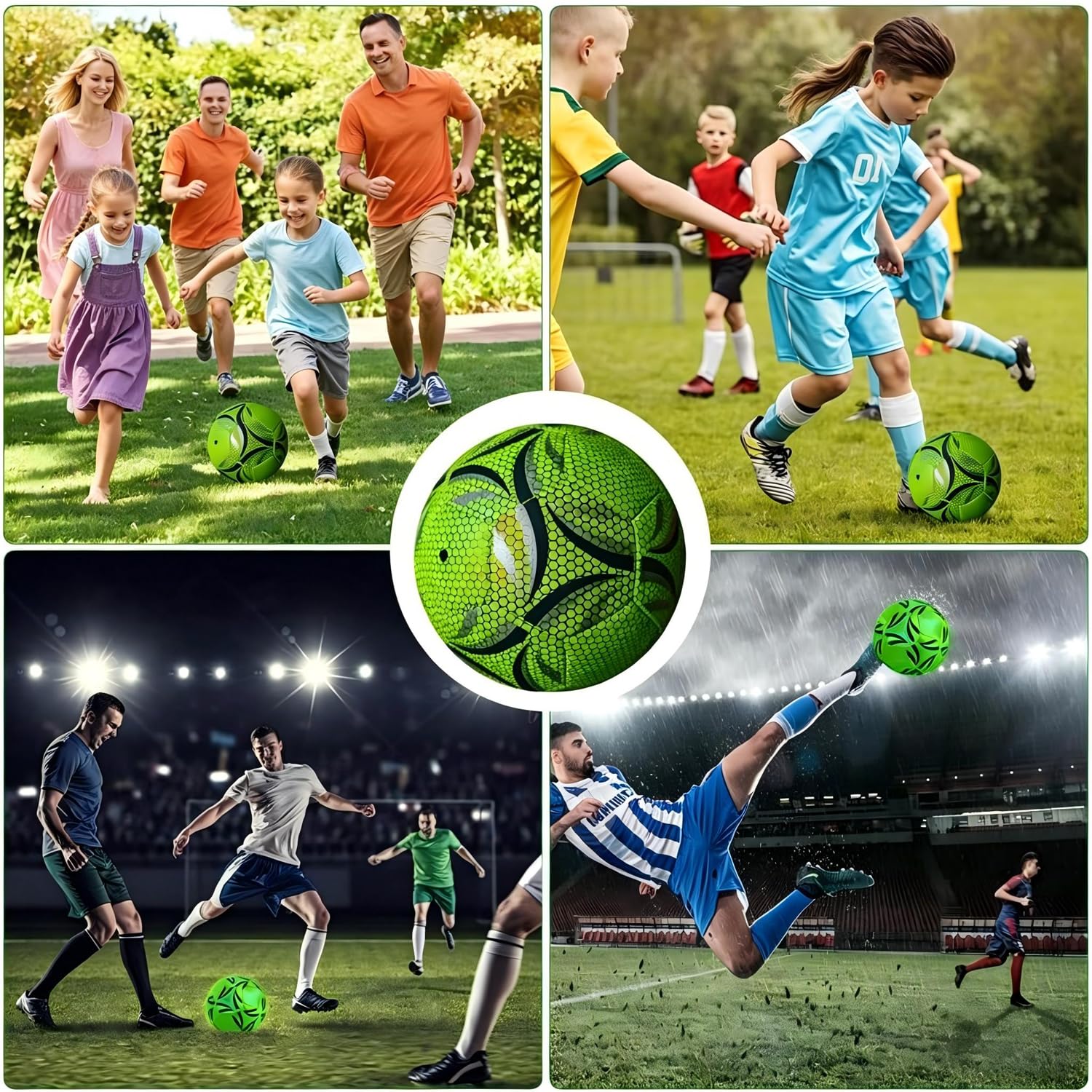 Leuchtender Fußball,Fußball Leuchten im Dunkeln,LED Fussball Standard Grösse 5, Reflektierender Fussball mit Pumpe für Nachtspiele Training, Sport Leuchtfußball für Erwachsene