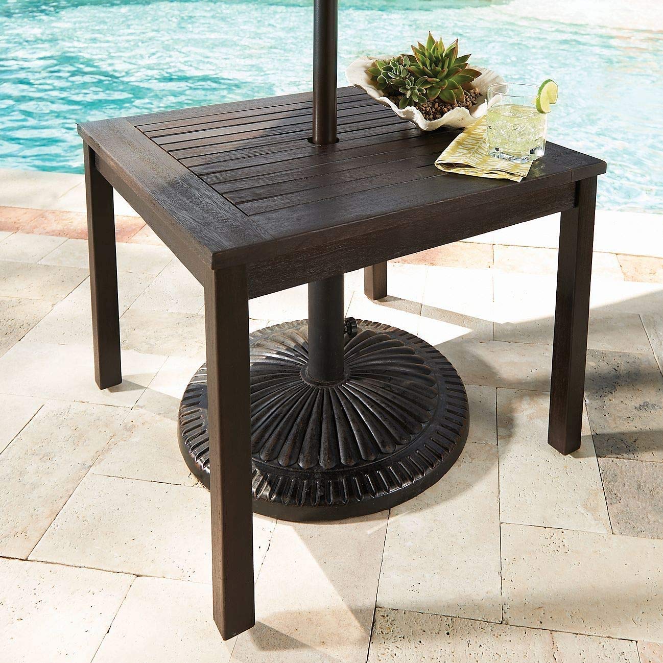 backyard creations allenwood patio umbrella side table Amazon.com: TisYourSeason Outdoor Wood Umbrella Side Table End Table Patio  Pool Furniture (Espresso) : Patio, Lawn & Garden