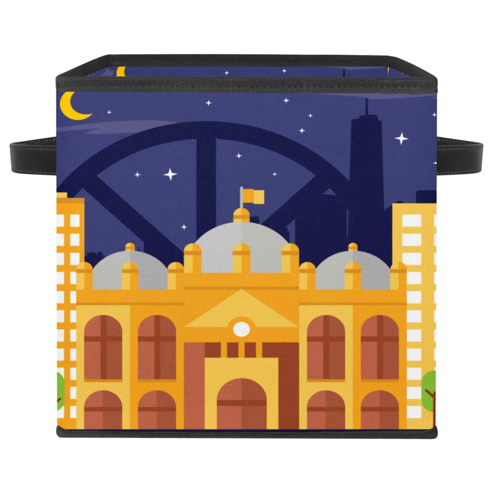 Boîte de rangement en tissu motif Melbourne pour décorer la chambre d'enfant