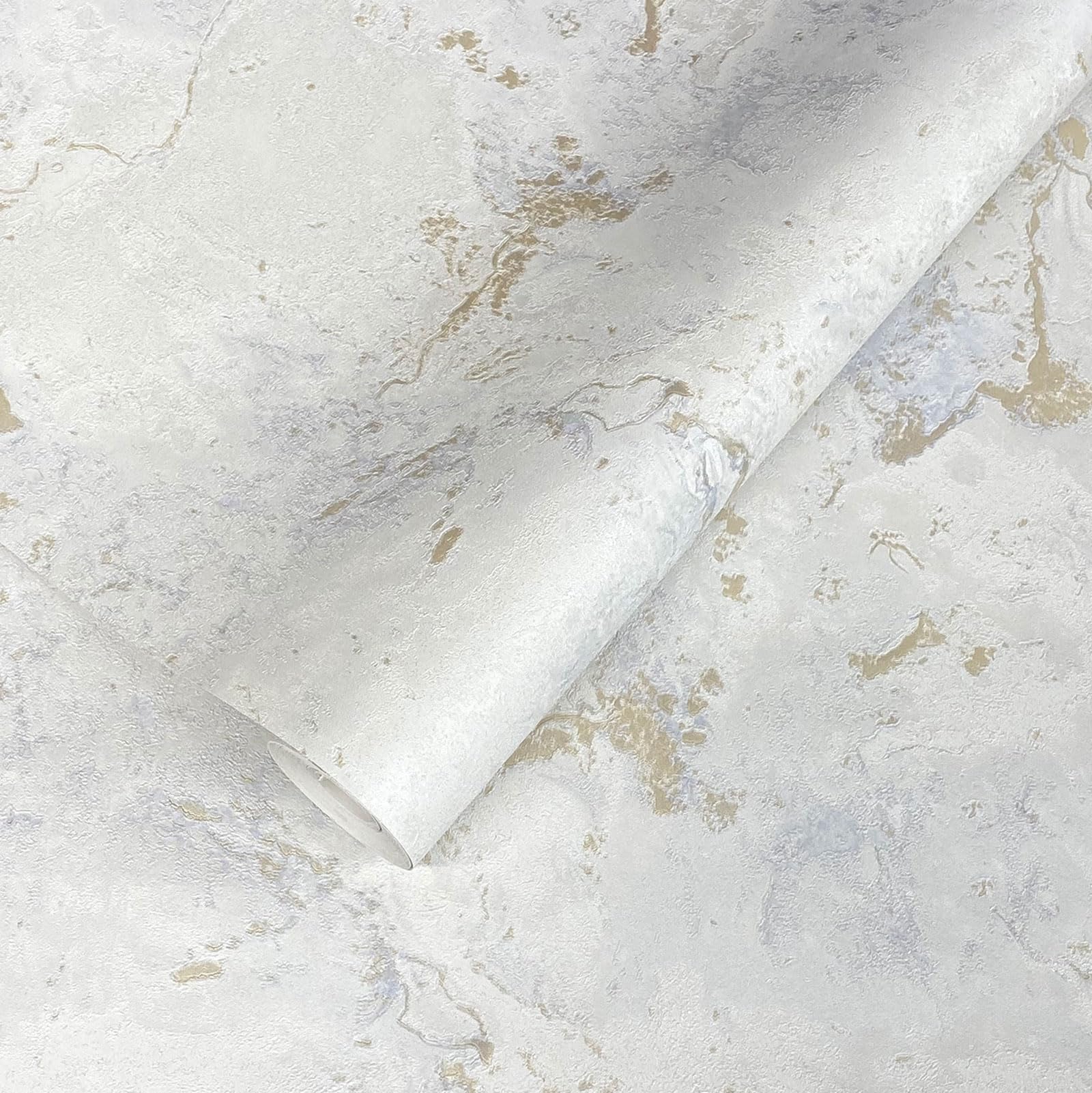 Luxe Collection Marble Wallpaper - Heavyweight Vinyl Wallpaper - Modern Wallpaper for Living Room & Bedroom - Decorative Luxury Wallpaper - White/Gold