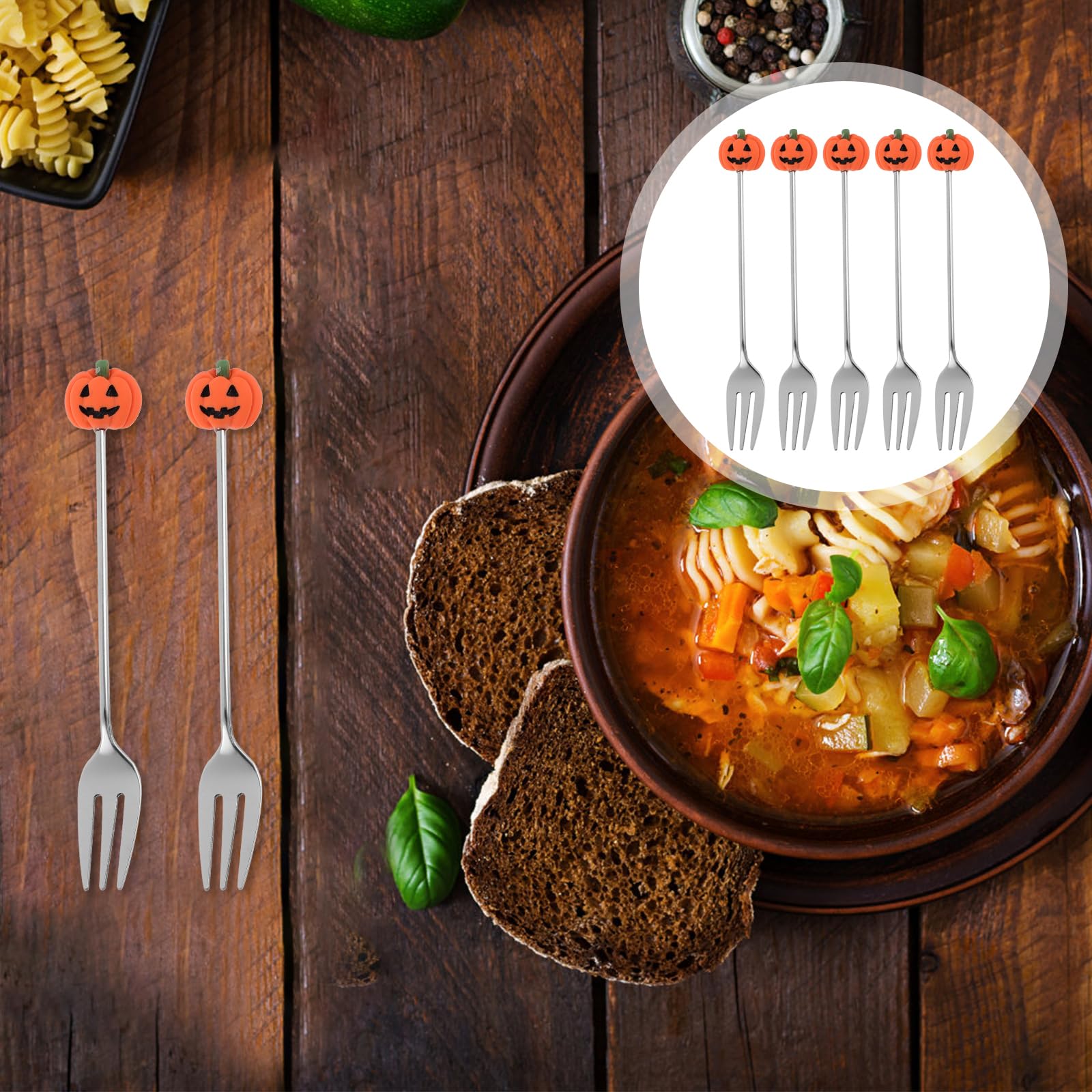 Kichvoe Halloween Forks Set of 6 Stainless Steel Pumpkin Dessert Forks Mini Appetizer Forks for Halloween Party Tableware — Amazon image 6