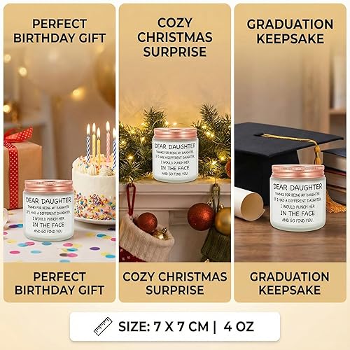Miniatura 6 de Divertida vela perfumada para hija, vela de regalo de 4 onzas, mensaje lindo y conmovedor, regalo perfecto de cumpleaños, Navidad, graduación