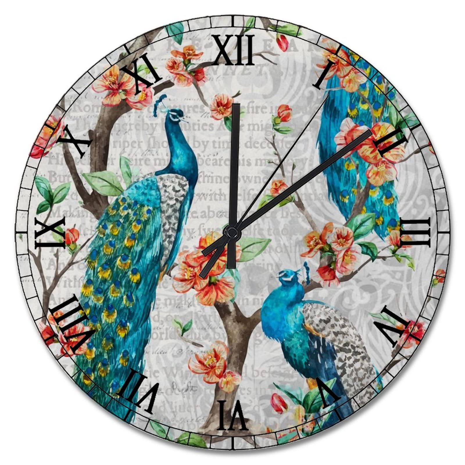 Horloge murale paon rétro à suspendre pour cadeau de maison