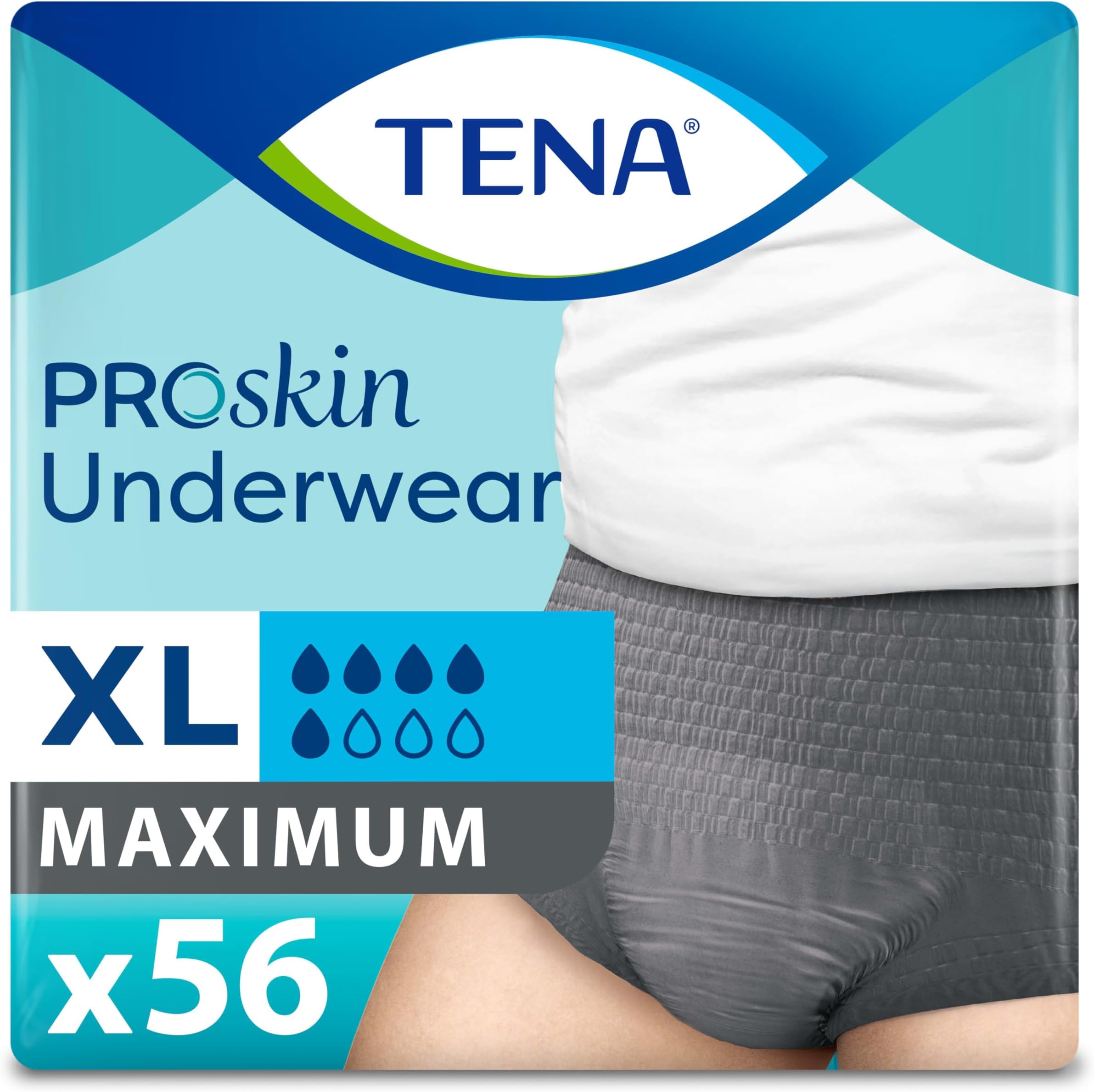 ProSkin Incontinence/Bladder Control Underwear for Men, Maximum Absorbency, Extra Large, 56 ct
