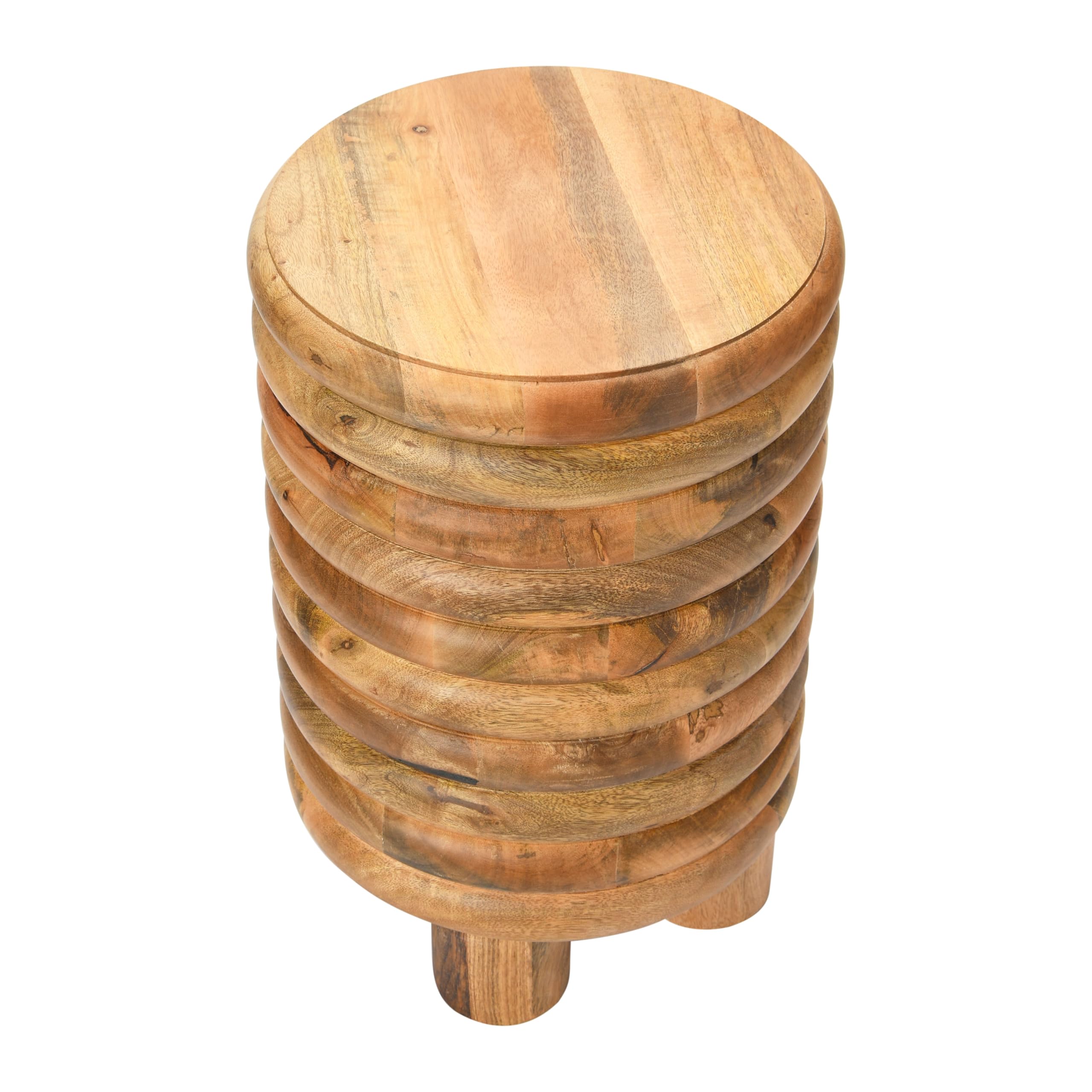 Creative Co-Op Dossier Vintage-Inspired Solid Wood Flat top for use, Natural Finish Stool/End Table