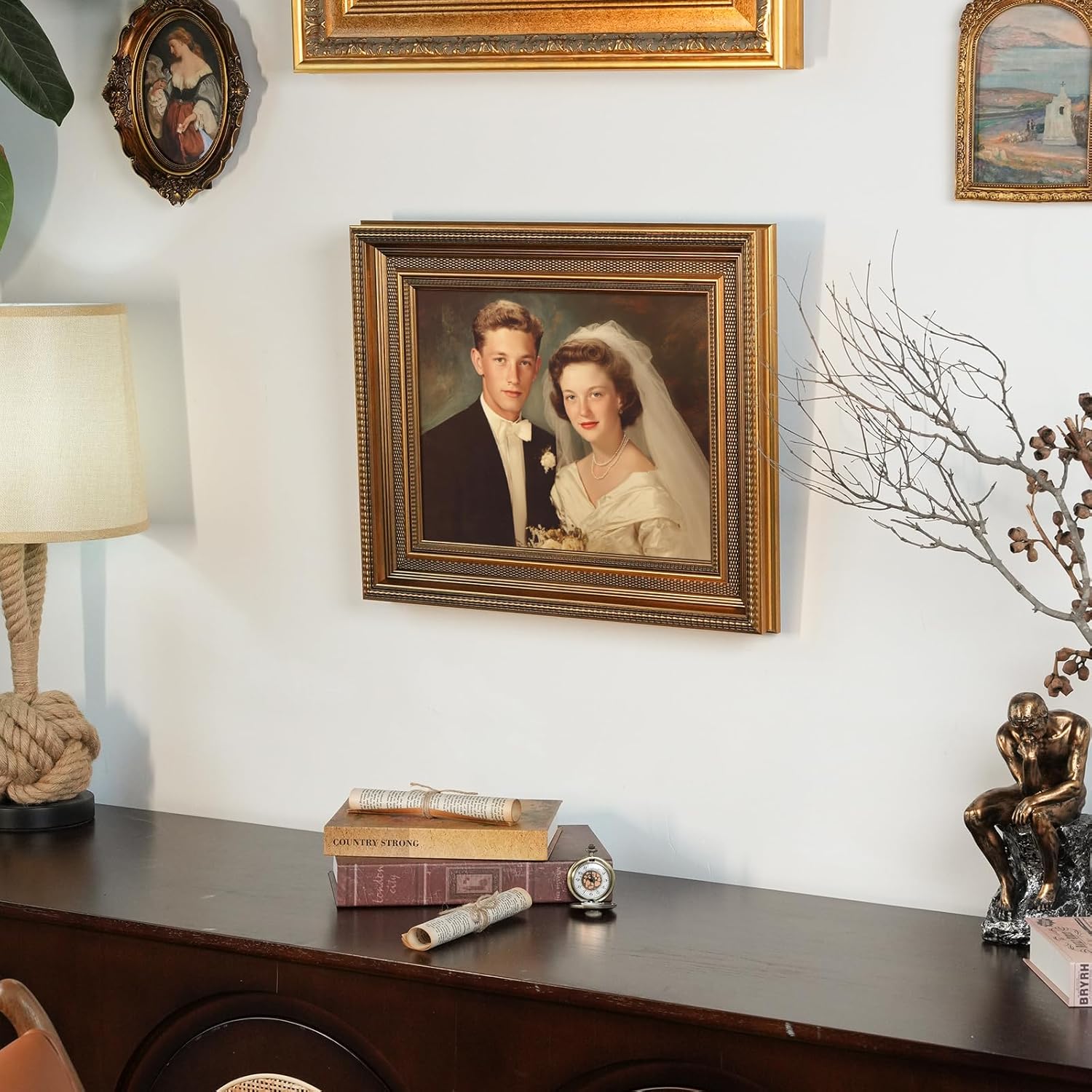 Antique Frame for 8x10 Canvas Paintings, No Front & Back, 2.4" Wide Vintage Picture Frames For Baroque Victorian Wall Art Prints Class Artwork Designer, Home Office Gallery Decor (Gold)