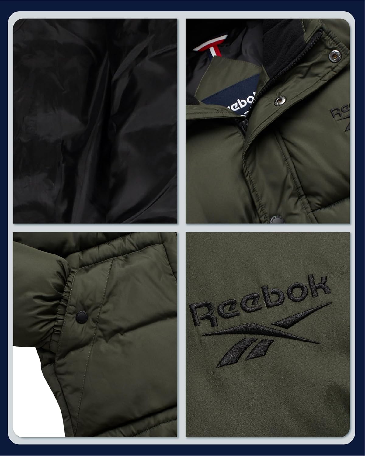 Reebok Mens Winter Jacket - Heavyweight Insulated Mens Winter Coat - Wind Water Resistant Quilted Puffer Jackets for Men - Image 3
