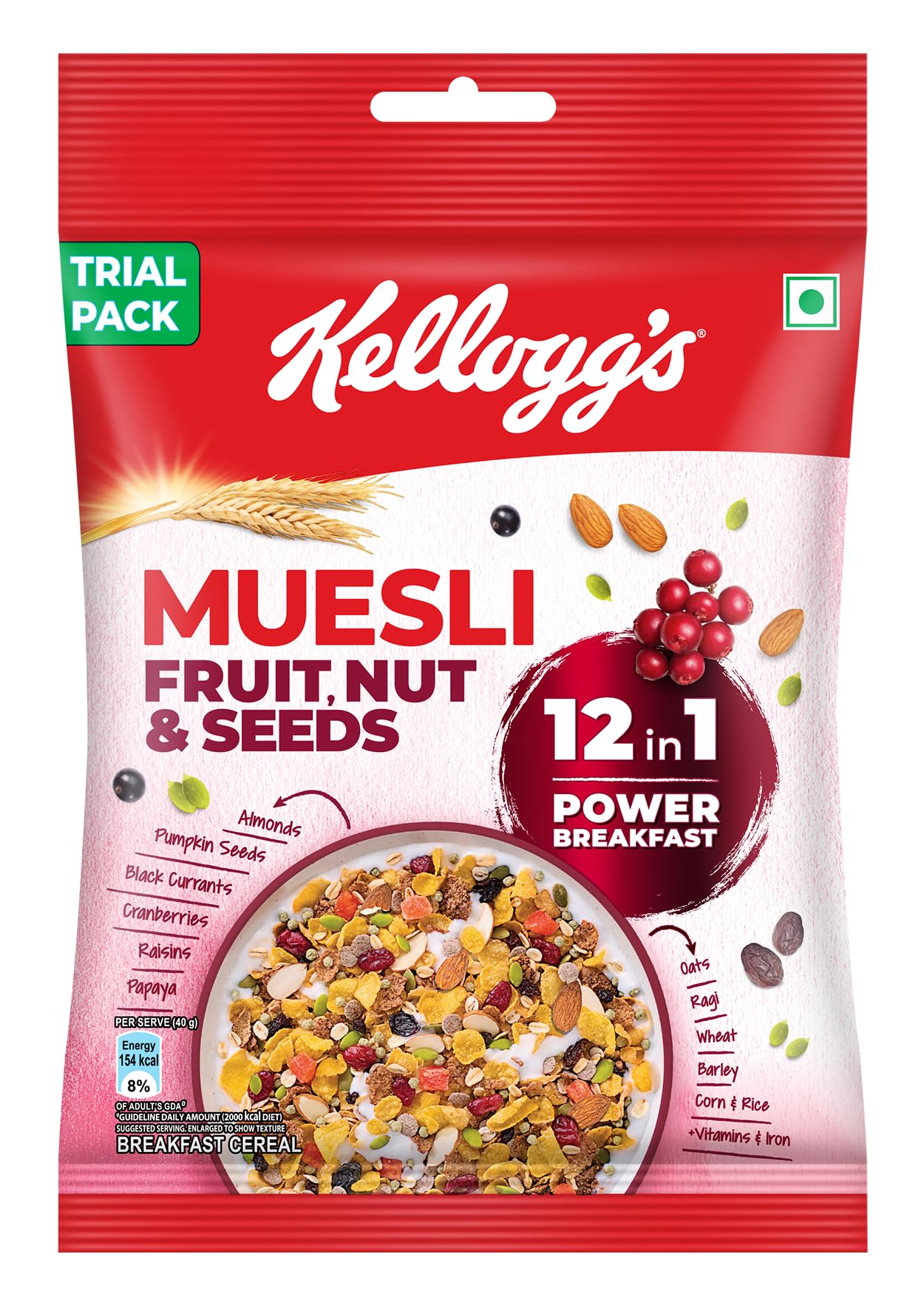 kellogg's Kellogg’s Muesli Fruit Nut & Seeds 75g | 12-in-1 Power Breakfast | India’s No. 1 Muesli | Multigrain Breakfast Cereal-picture-10