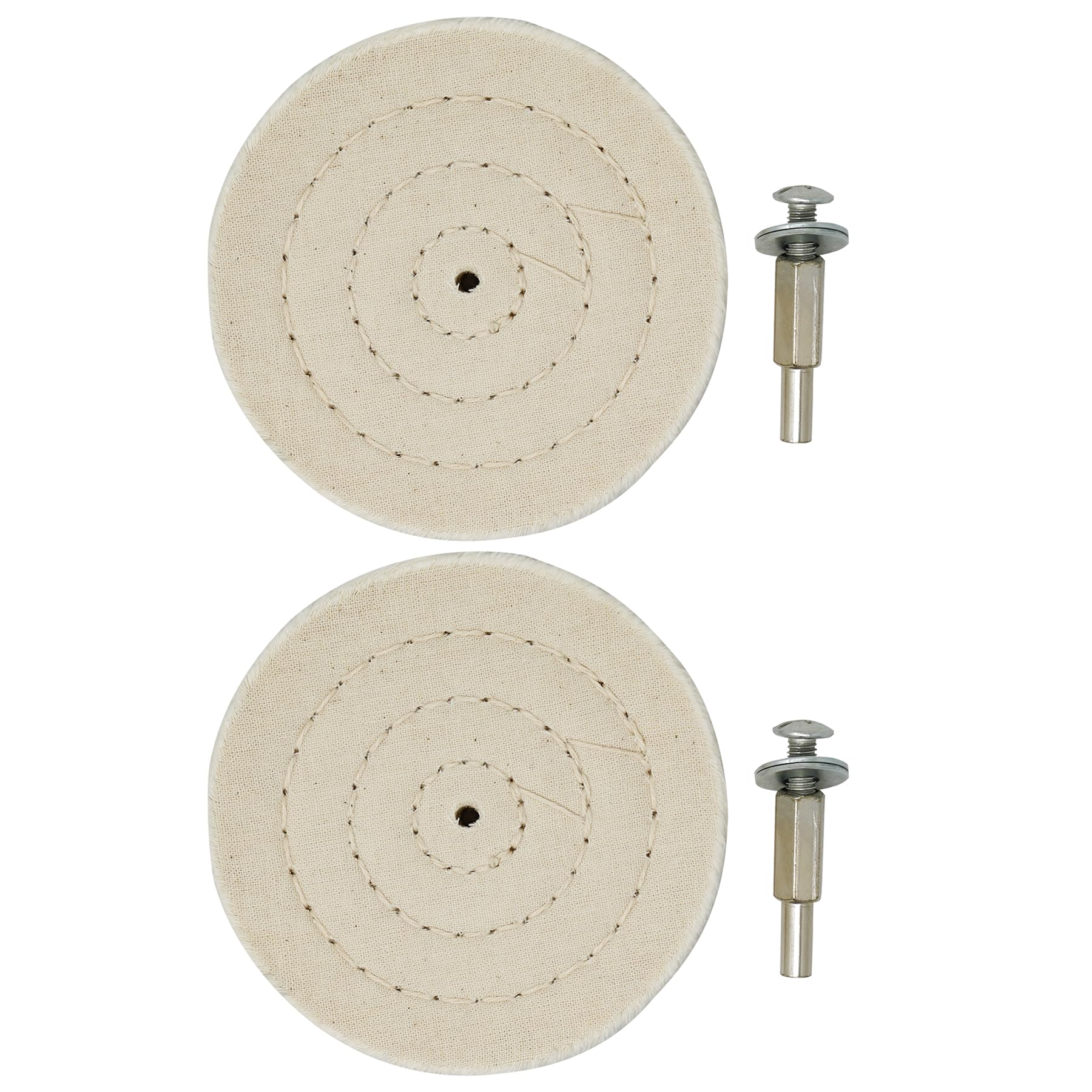 Dapetz ยฎ 2Pc 4" 100mm Polishing Wheel Stitched Cotton Buffing Wheel Pad Mop Bench Grinder Car Polishing for Metal Aluminum/Steel/Chrome/Alloy Wood Plastic Glass Ceramic White