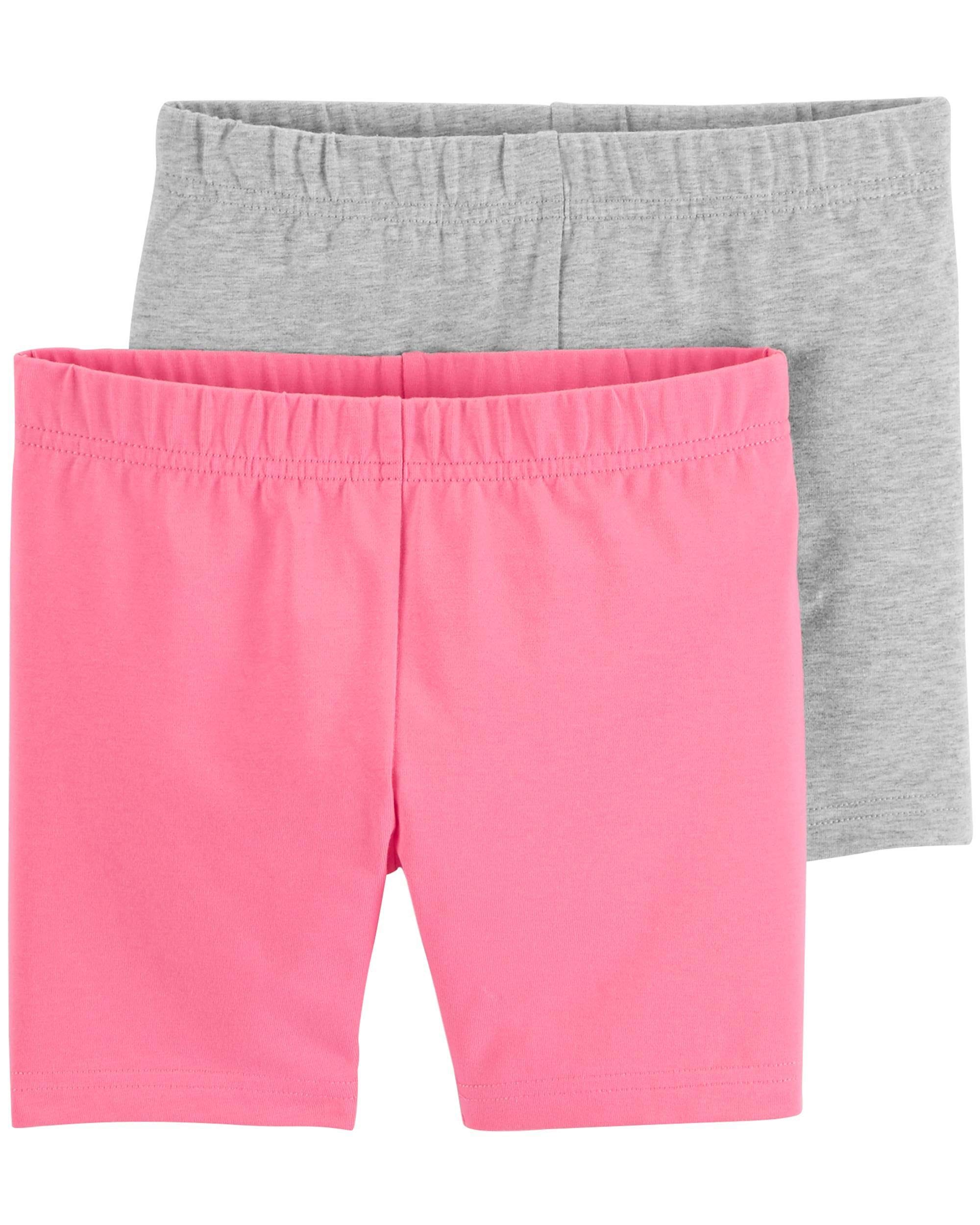 Carter's Little Girls' 2-Pack Bike Shorts (5T, Grey/Pink)