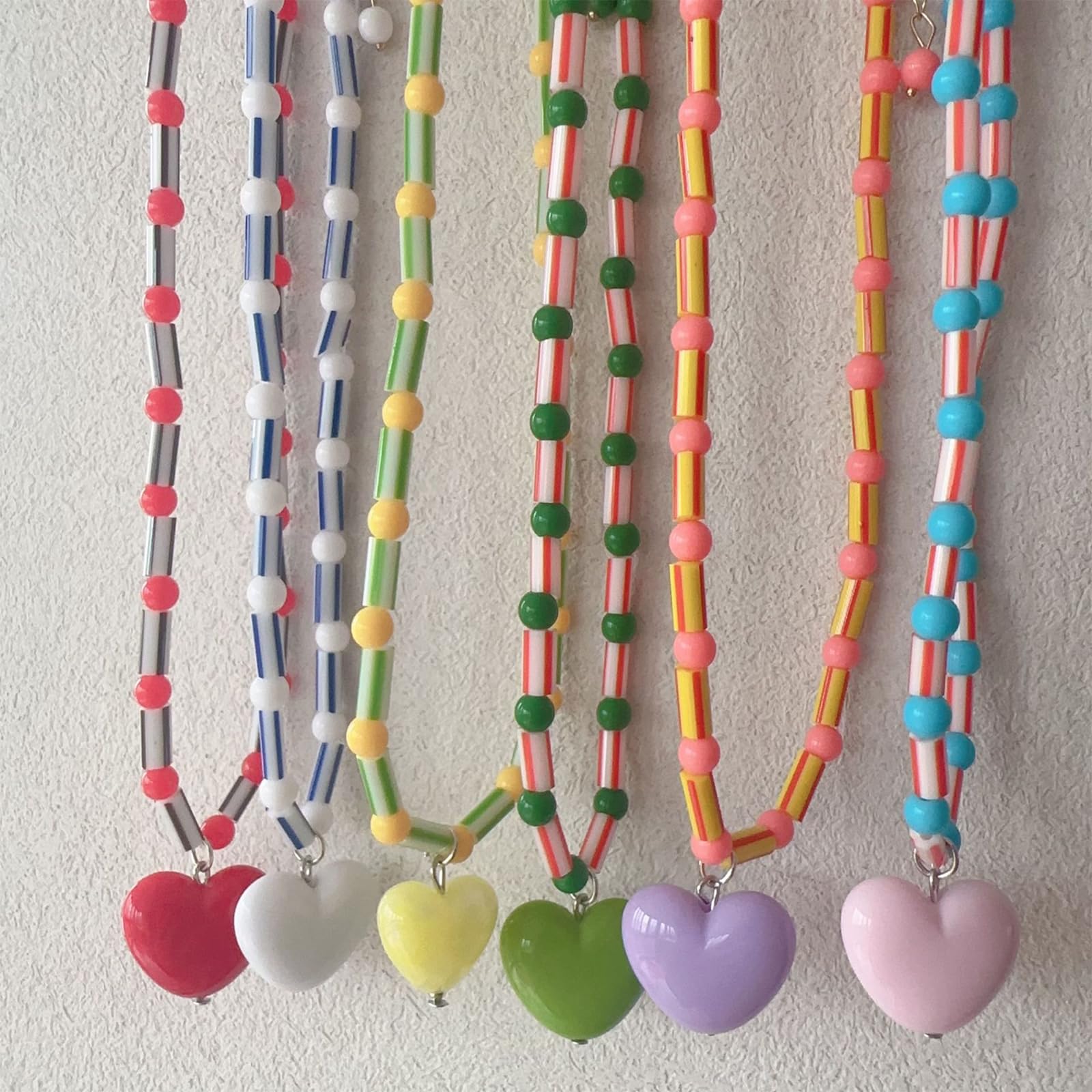 Collana a catena regolabile con perline collana a catena con ciondolo a cuore ciondolo a forma di cuore gioielli per collo in resina texture per collane quotidiane per donne
