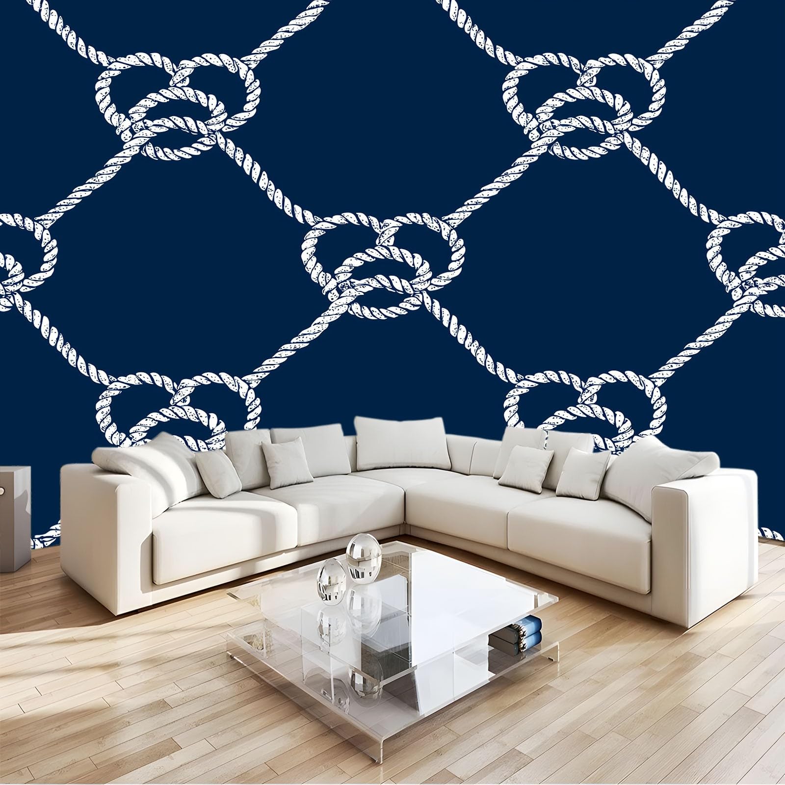 Walentynki wiązana lina w kształcie serca fototapeta dla chłopców i dziewcząt mural dekoracyjny plakat, 200 x 140 cm, fototapeta mural do pokoju dziecięcego, wysokiej jakości mural efekt 3D, granatowa