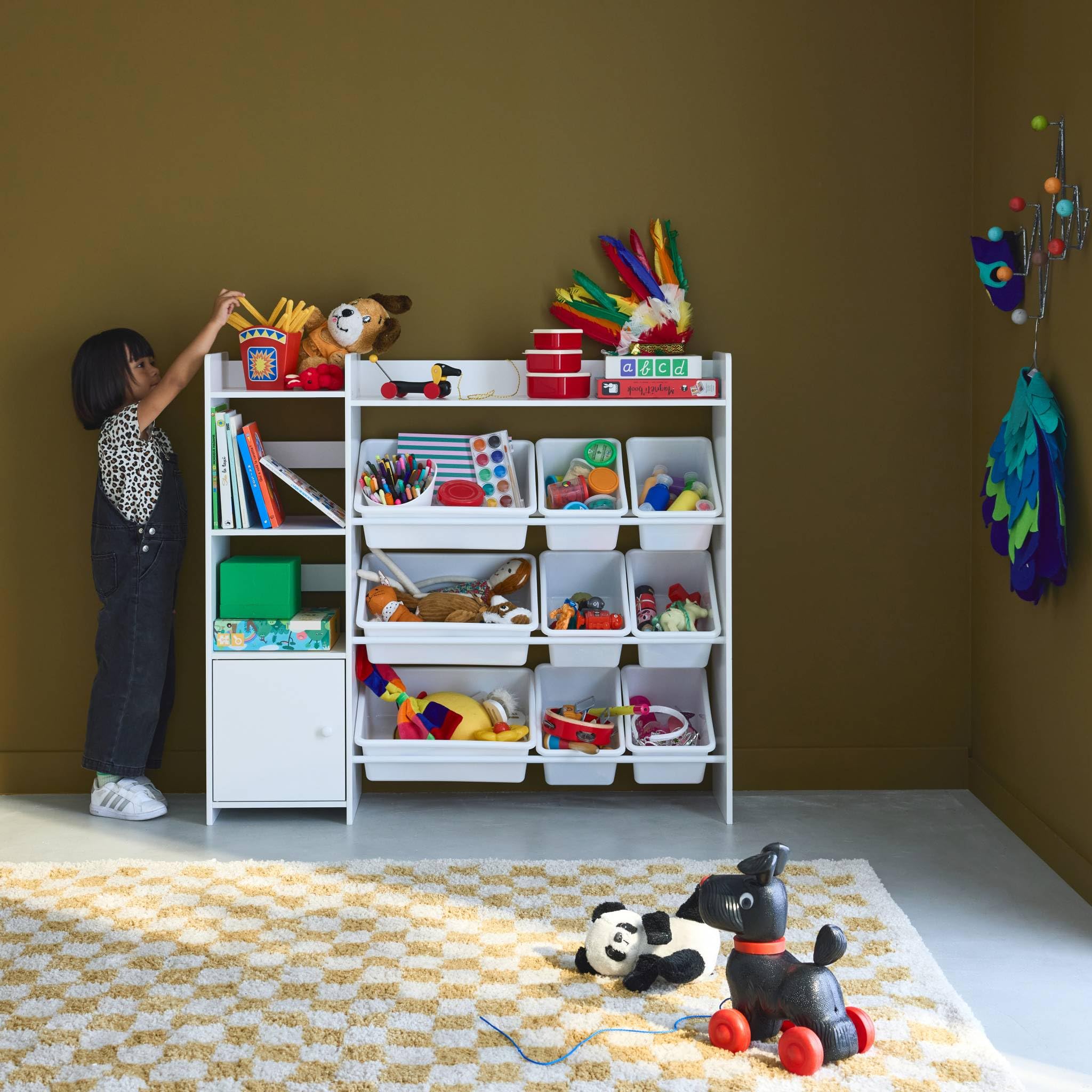 Sweeek Sora Mueble para niños con 9 cubos y estantes 111.8x29.7x100 cm Blanco