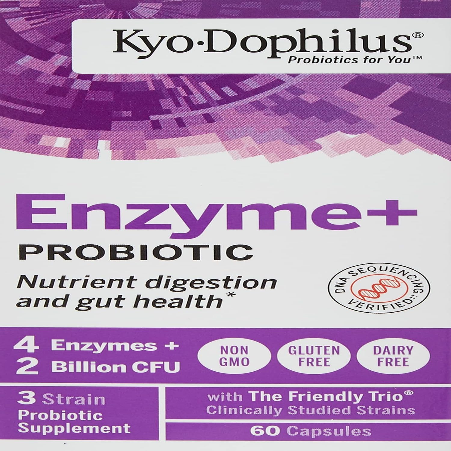 Kyolic Kyo-Dophilus Enzymes+ Probiotic, Nutrient Digestion and Gut Health*, 60 Capsules