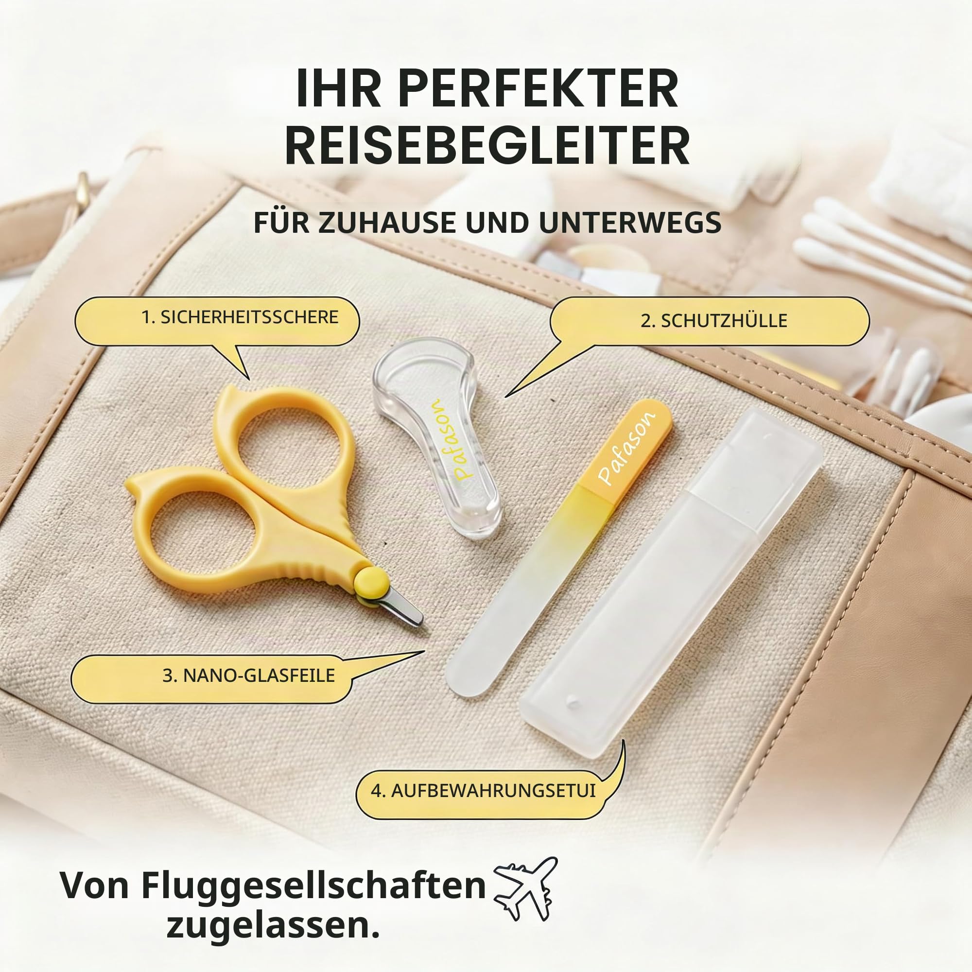 PAFASON Baby Rund Spitze Sicherheit Maniküre Nagel Schere und Baby Glas Nagel Feile Set, Rostfrei Stahl, Tschechisch Schwimmend Glas, Ideal für Säugling, Neugeborene, Babys Kleinkinder