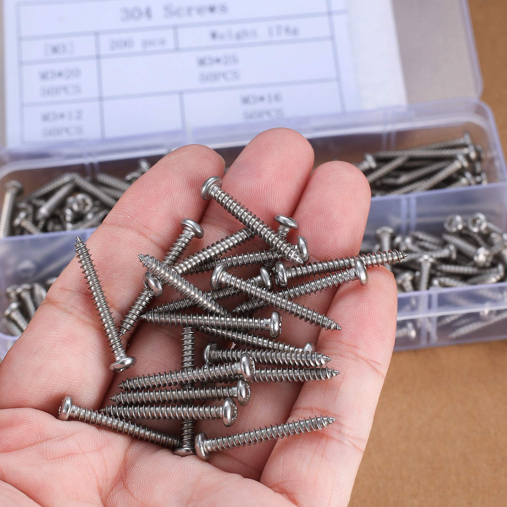 200 Pezzi Viti Autoruggenti M3 Testa Piatta In Acciaio Inox Per Pannelli Mobili E Legno, Confezione