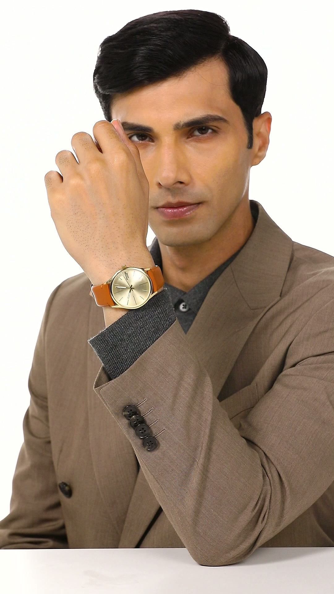 Buy Sonata Poze Quartz Analog Golden Dial PU Leather Strap Watch
