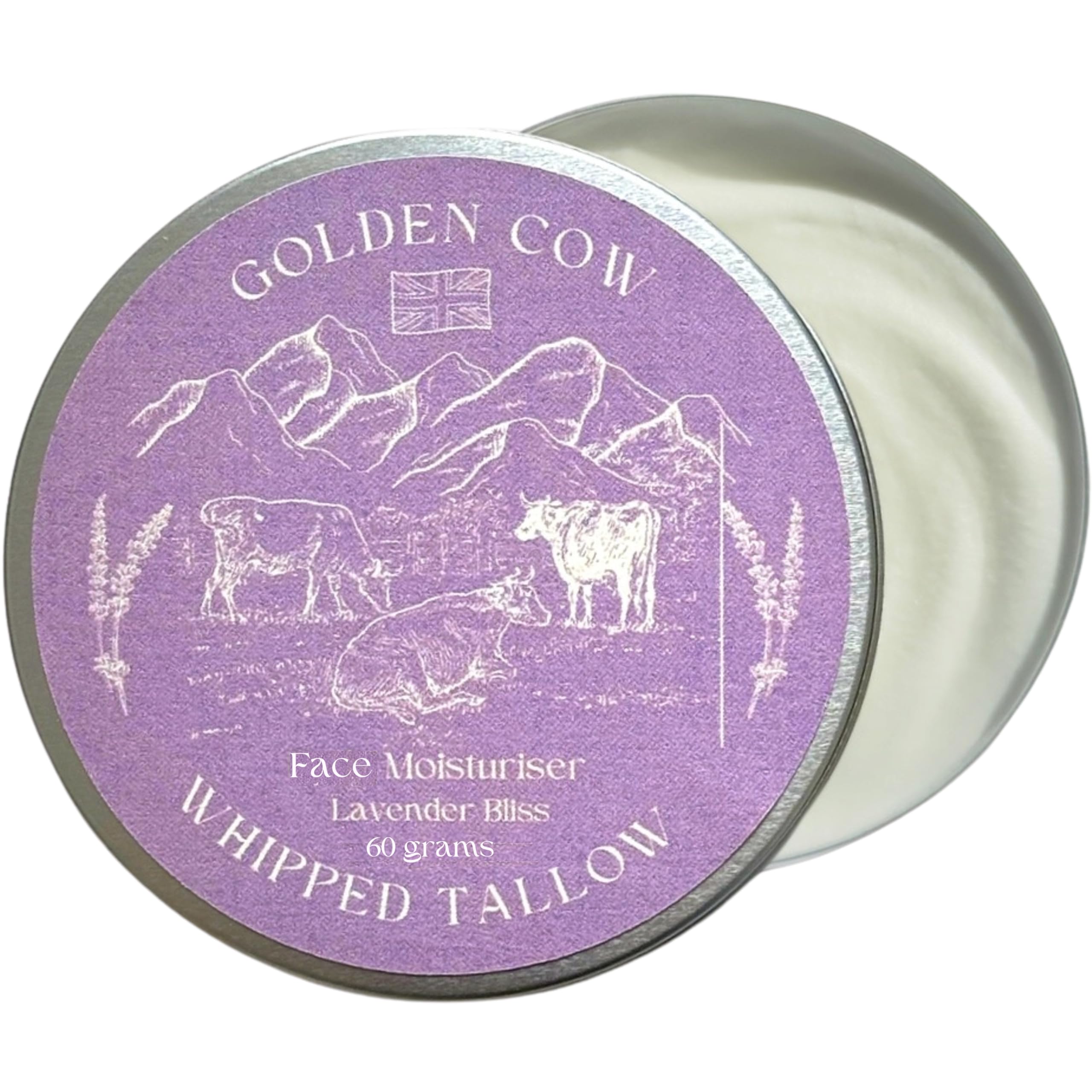 Sponsored Ad – Beef Tallow Whipped Balm – Grass Fed Beef Tallow Face Cream & Moisturiser - Lavender Scented 60g Golden Cow Hydrating Whipped Balm for Dry Skin - Natural Skin care for Face & Body by Forticare