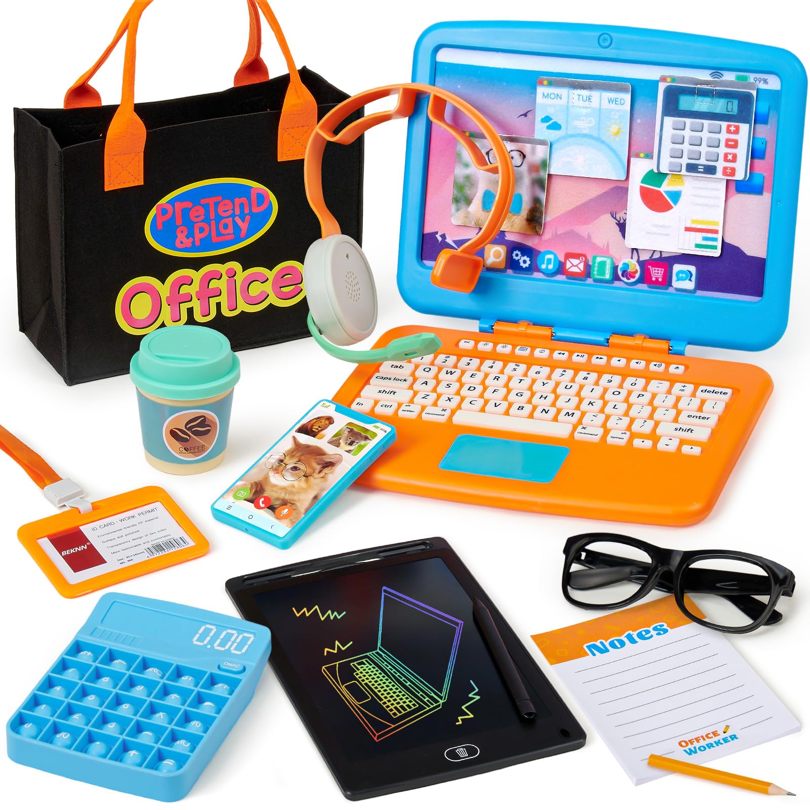 Amazon.com: Cleboen Pretend Play Home Office Set for Kids — Toy