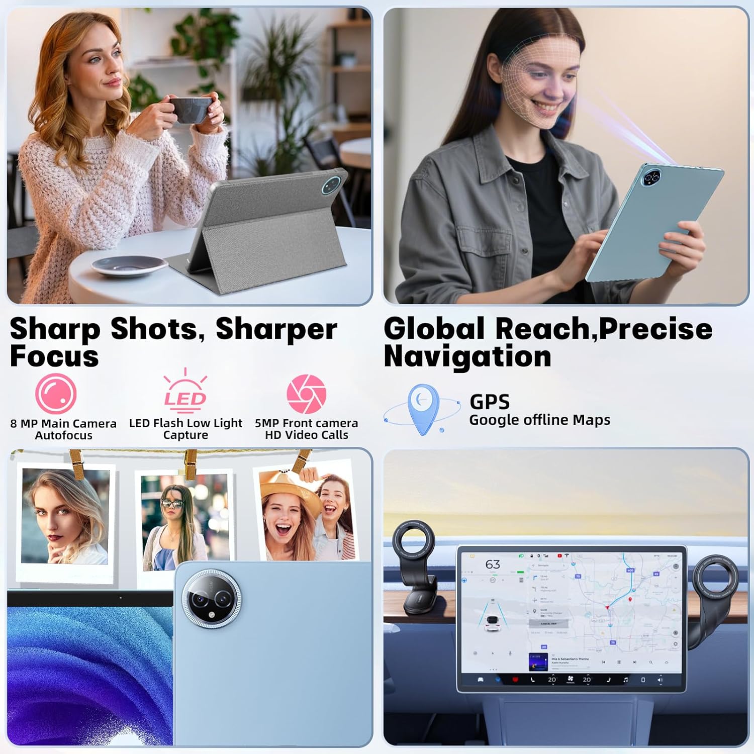 Android 15 Tablet 10 inch,24GB RAM 128 ROM,Tablets with Keyboard Mouse Stylus,1TB Expandable,Octa-Core 6000mAh 1280x800 IPS HD,5G WiFi,T615 CPU,High Performance,Processor,Dual Camera(Blue) - Image 5