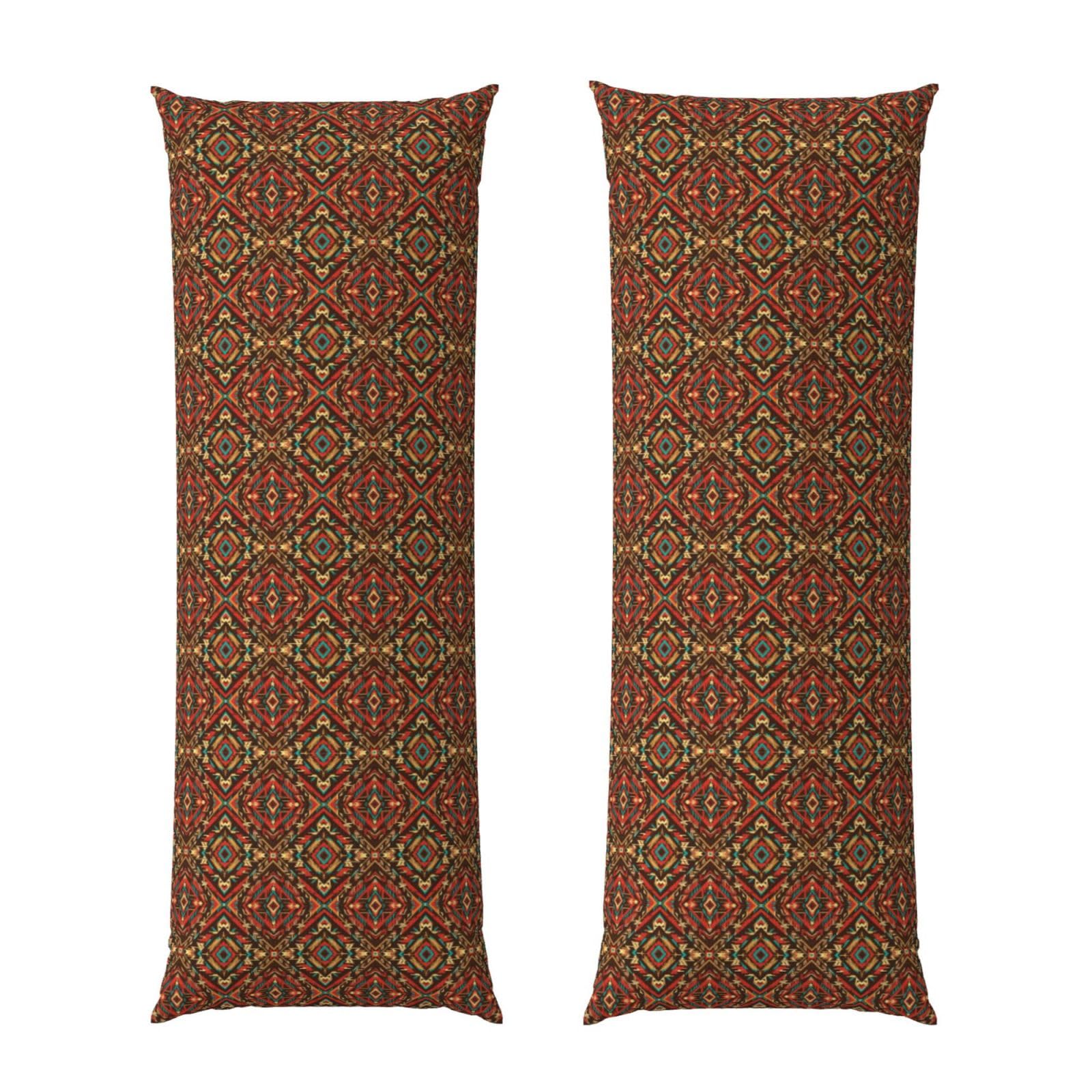 Long Pillow Cover 20x54, Tribal Ethnic Horses Art, Cozy Microfiber Pillowcase with Zipper, Soft Breathable Protector for Bed Sofa Couch Decoration