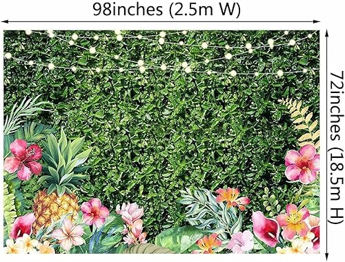 Miniatura 2 de Aloha - Telón de fondo Luau Tropical Hawaiano Baby Shower Fiesta de Cumpleaños Banner Decoración Luces Brillantina Hierba Verde Piña Fotografía