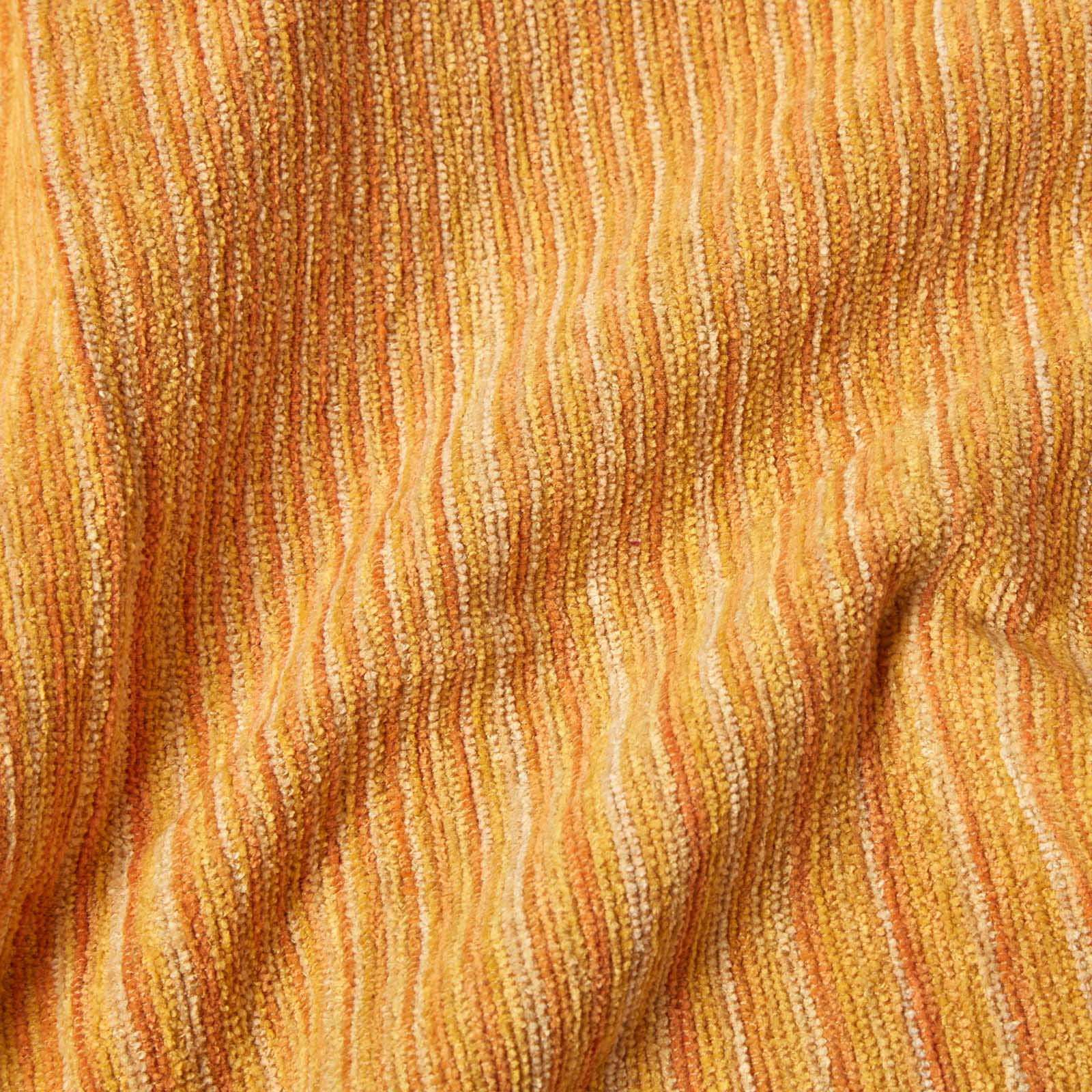 Homescapes Chenille-Tagesdecke, rost-orange, Wohndecke 220 x 240 cm, Sofaüberwurf/Plaid aus 100% Baumwolle mit Fransen, orange gestreift